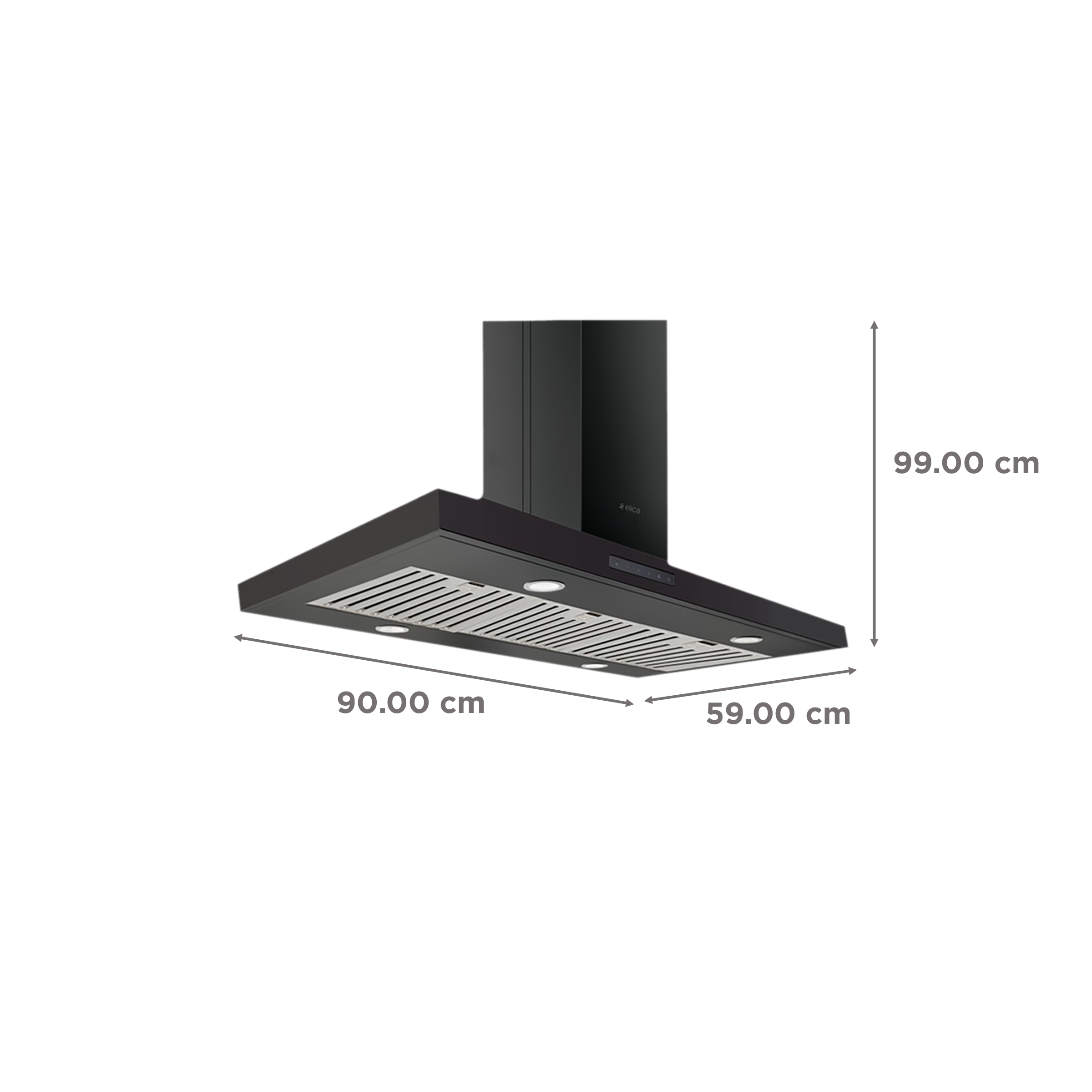 elica SPOT TRIM ISLAND ETB PLUS LTW 90 N 90cm 1220m3/hr Ducted Ceiling Mounted Chimney with Touch Control (Black)_2