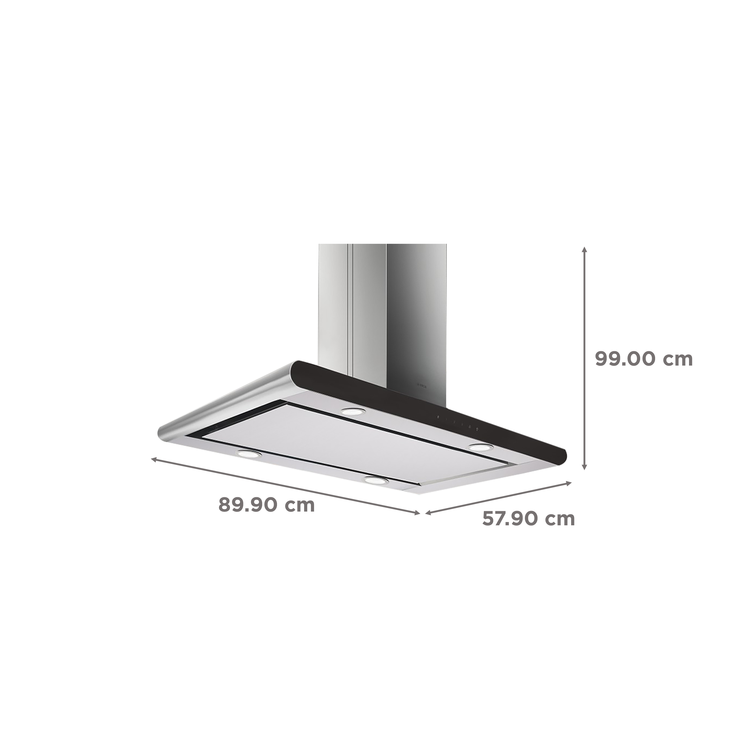 elica GALAXY ISLAND EDS PLUS HE LTW 90 T 90cm 1220m3/hr Ducted Ceiling Mounted Chimney with Touch Control Panel (Stainless Steel)_2