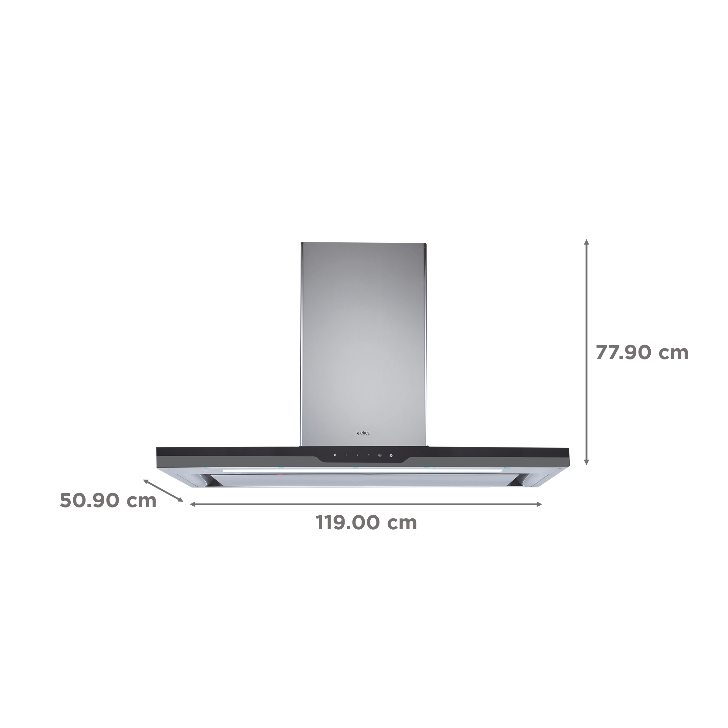 elica METEORITE EDS PLUS HE LTW 120 TOUCH 120cm 1220m3/hr Ducted Wall Mounted Chimney with Touch Control Panel (Black)_2