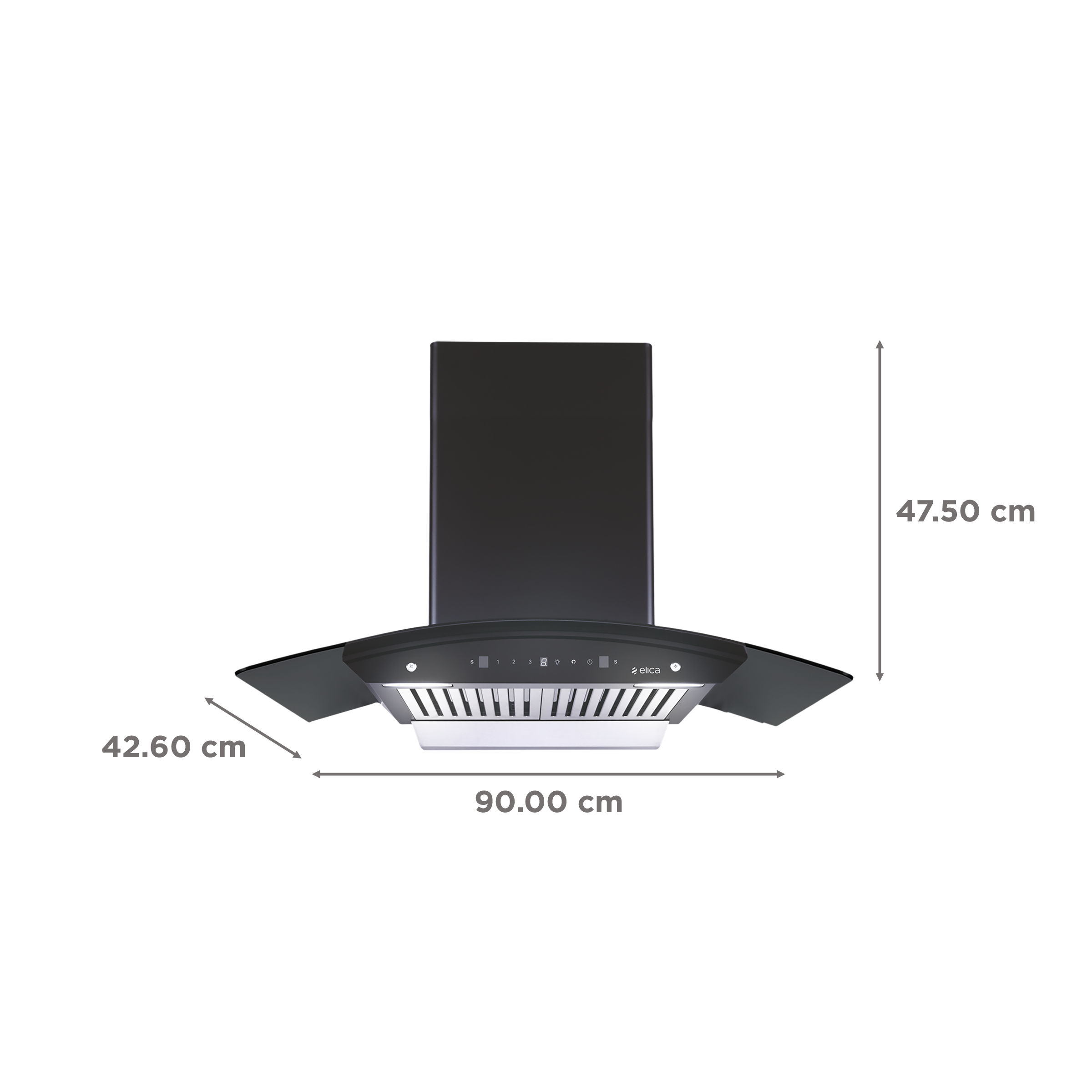 elica WDBF 906 HAC MS NERO 90cm 1200m3/hr Ducted Auto Clean Wall Mounted Chimney with Touch Control Panel (Matt Black)_2