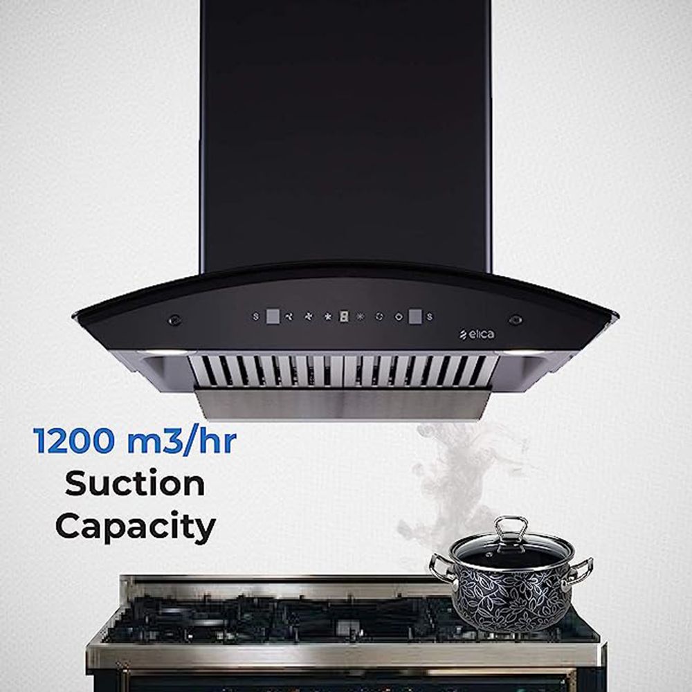 elica TBC HAC TOUCH BF 75 MS NERO 75cm 1200m3/hr Ducted Auto Clean Wall Mounted Chimney with Ergonomic Black (Matt Black)_6