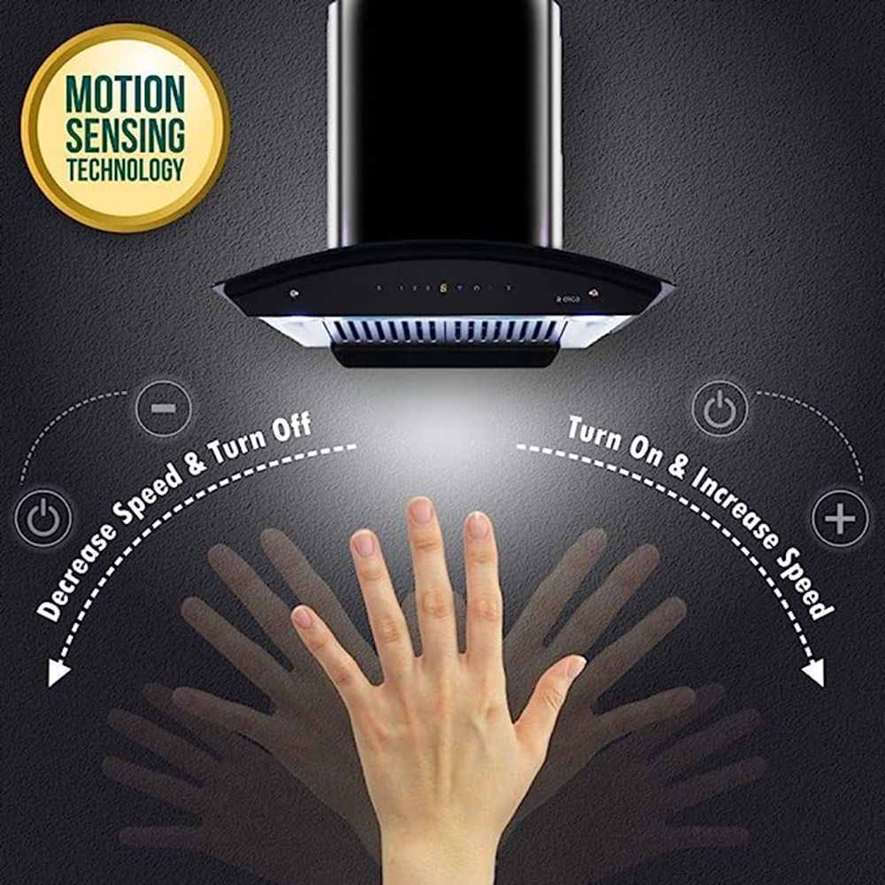 elica TBC HAC TOUCH BF 75 MS NERO 75cm 1200m3/hr Ducted Auto Clean Wall Mounted Chimney with Ergonomic Black (Matt Black)_8