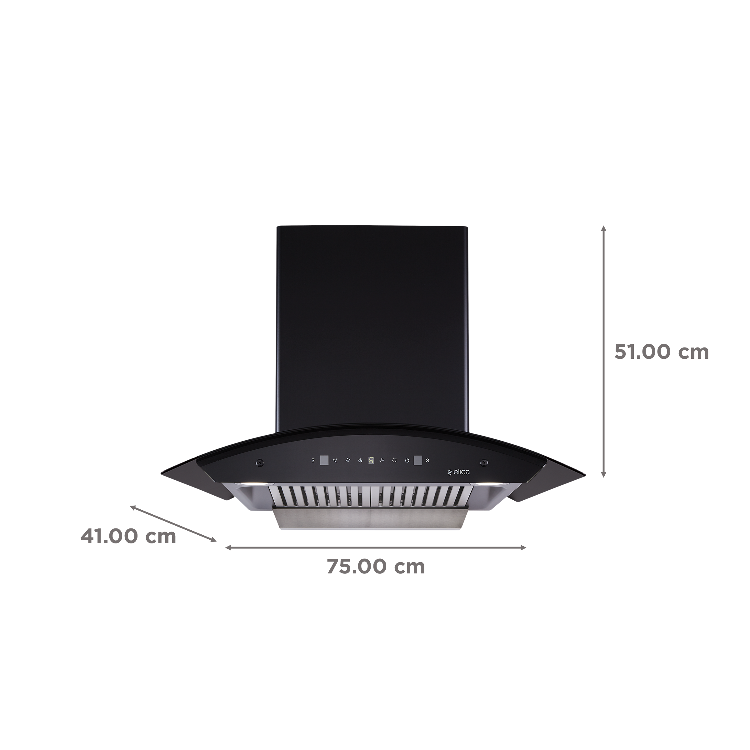 elica TBC HAC TOUCH BF 75 MS NERO 75cm 1200m3/hr Ducted Auto Clean Wall Mounted Chimney with Ergonomic Black (Matt Black)_2