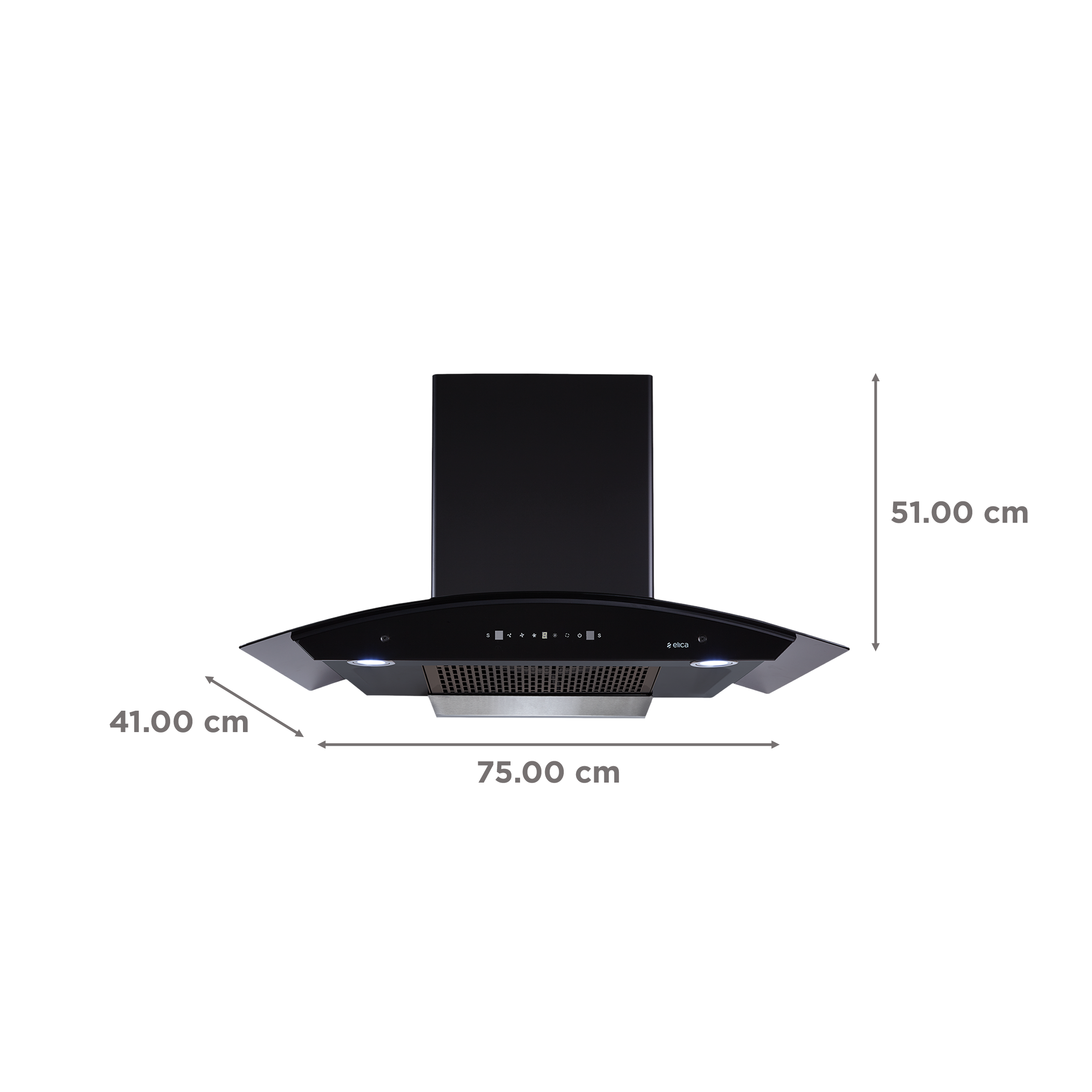 elica TB FL HAC TOUCH 75 MS NERO 75cm Ducted Wall Mounted Chimney with Ergonomic Black (Matt Black)_2