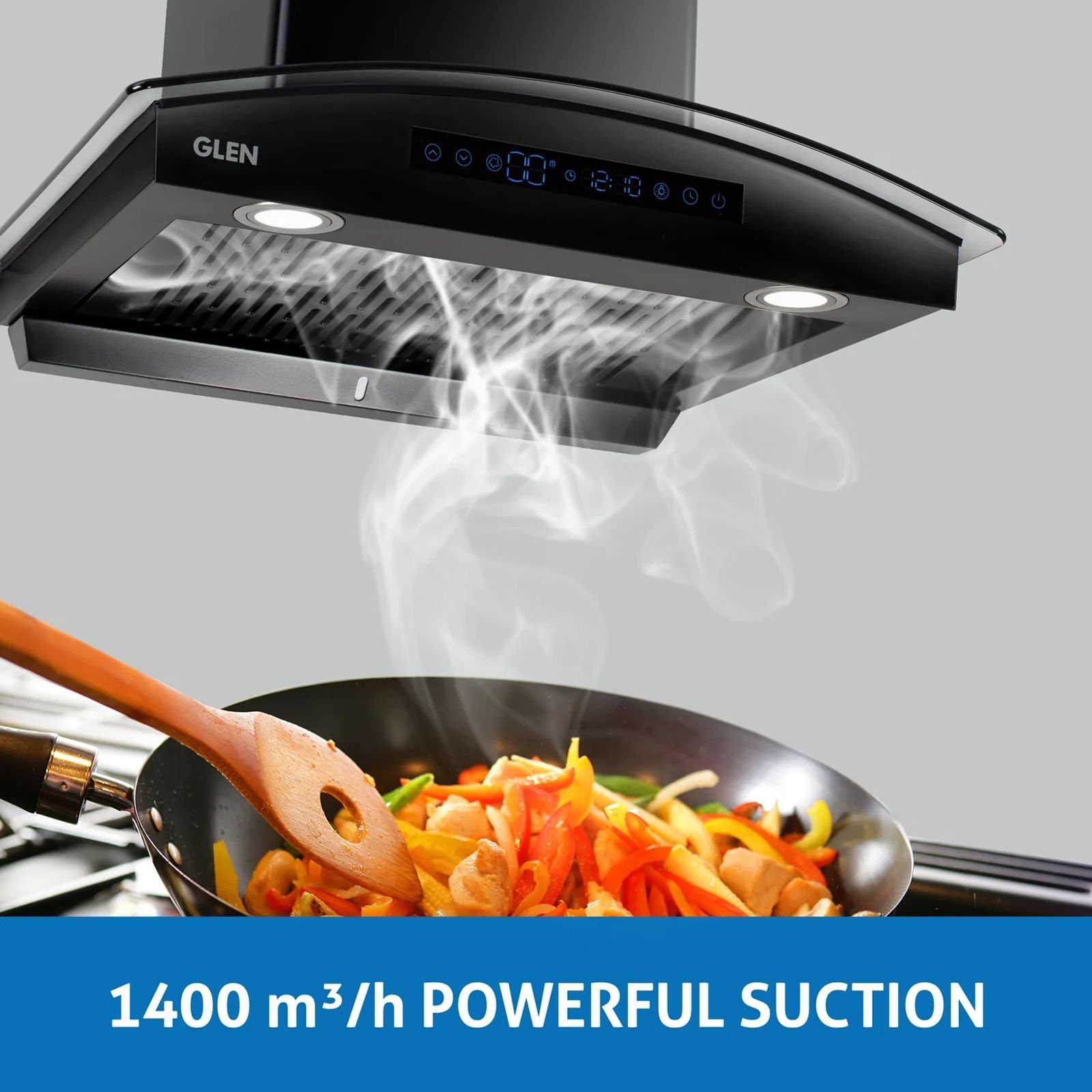 GLEN 6069 BL BLDC 60cm 1400m3/hr Ducted Auto Clean Wall Mounted Chimney with Touch Control Panel (Black)_9