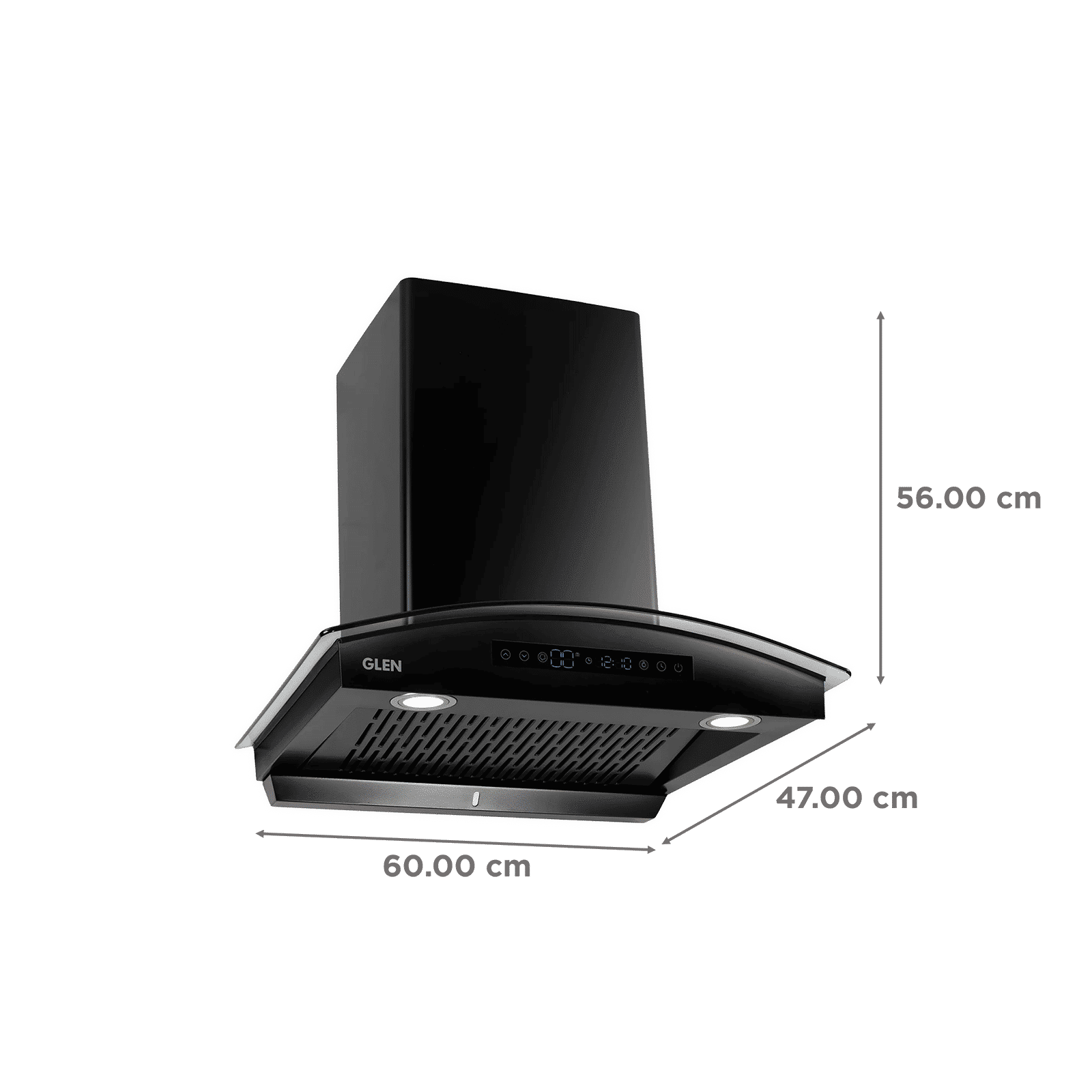 GLEN 6069 BL BLDC 60cm 1400m3/hr Ducted Auto Clean Wall Mounted Chimney with Touch Control Panel (Black)_2