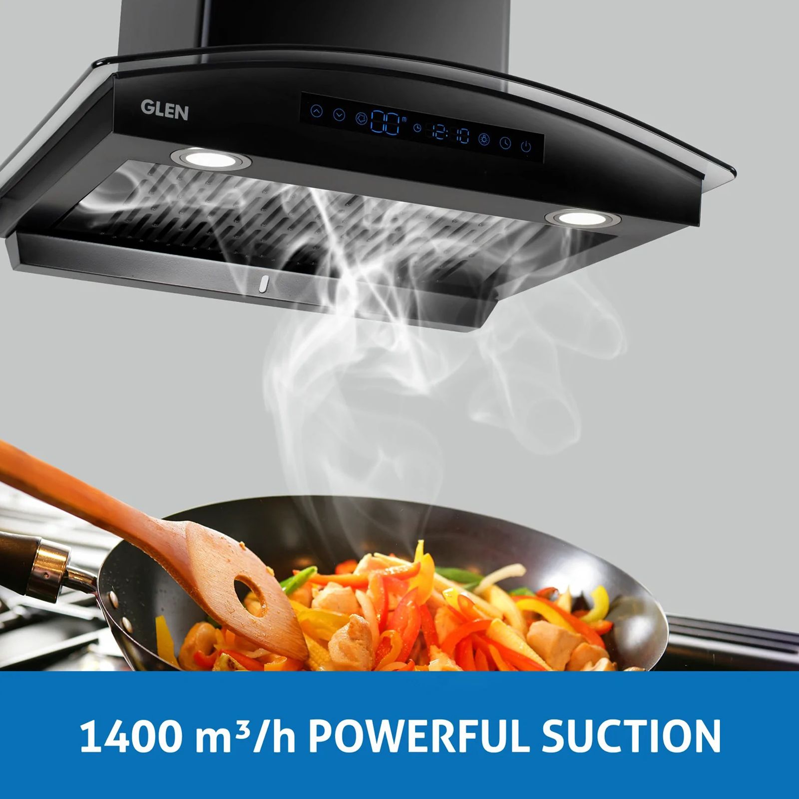 GLEN 6069 BL BLDC 90cm 1400m3/hr Ducted Auto Clean Wall Mounted Chimney with Touch Control Panel (Black)_8