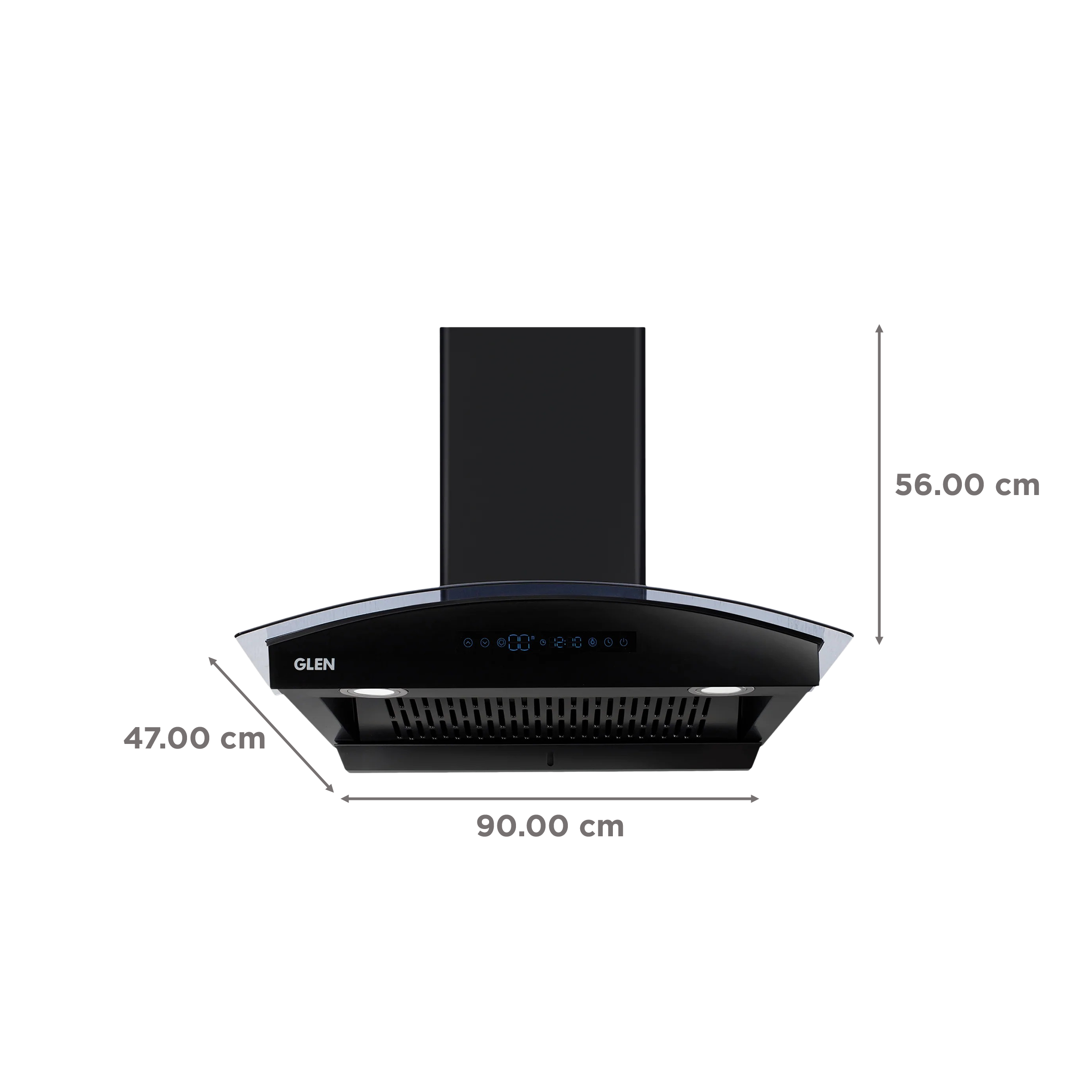 GLEN 6069 BL BLDC 90cm 1400m3/hr Ducted Auto Clean Wall Mounted Chimney with Touch Control Panel (Black)_2