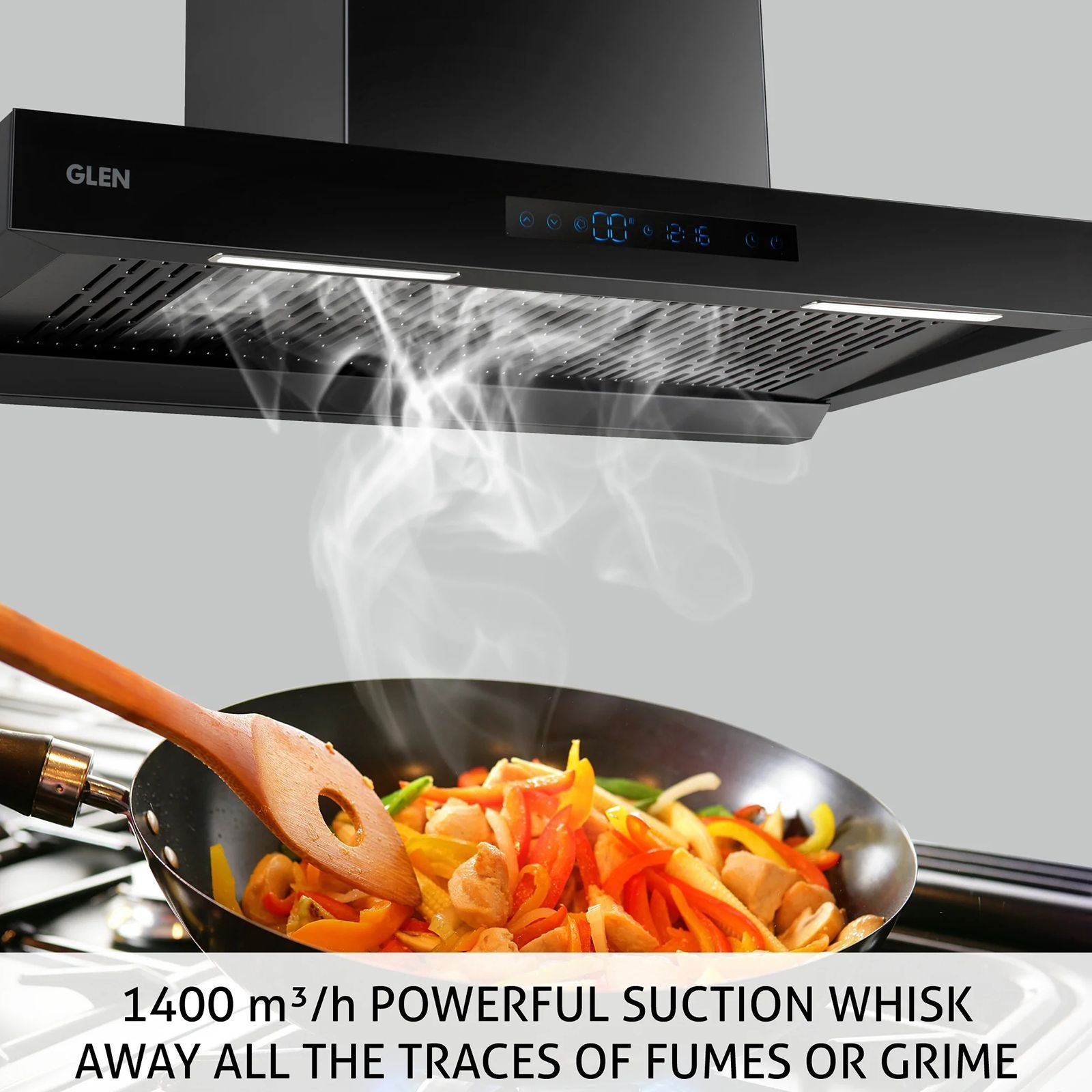 GLEN 6053 BL BLDC 90cm 1400m3/hr Ducted Auto Clean Wall Mounted Chimney with Touch Control Panel (Black)_13