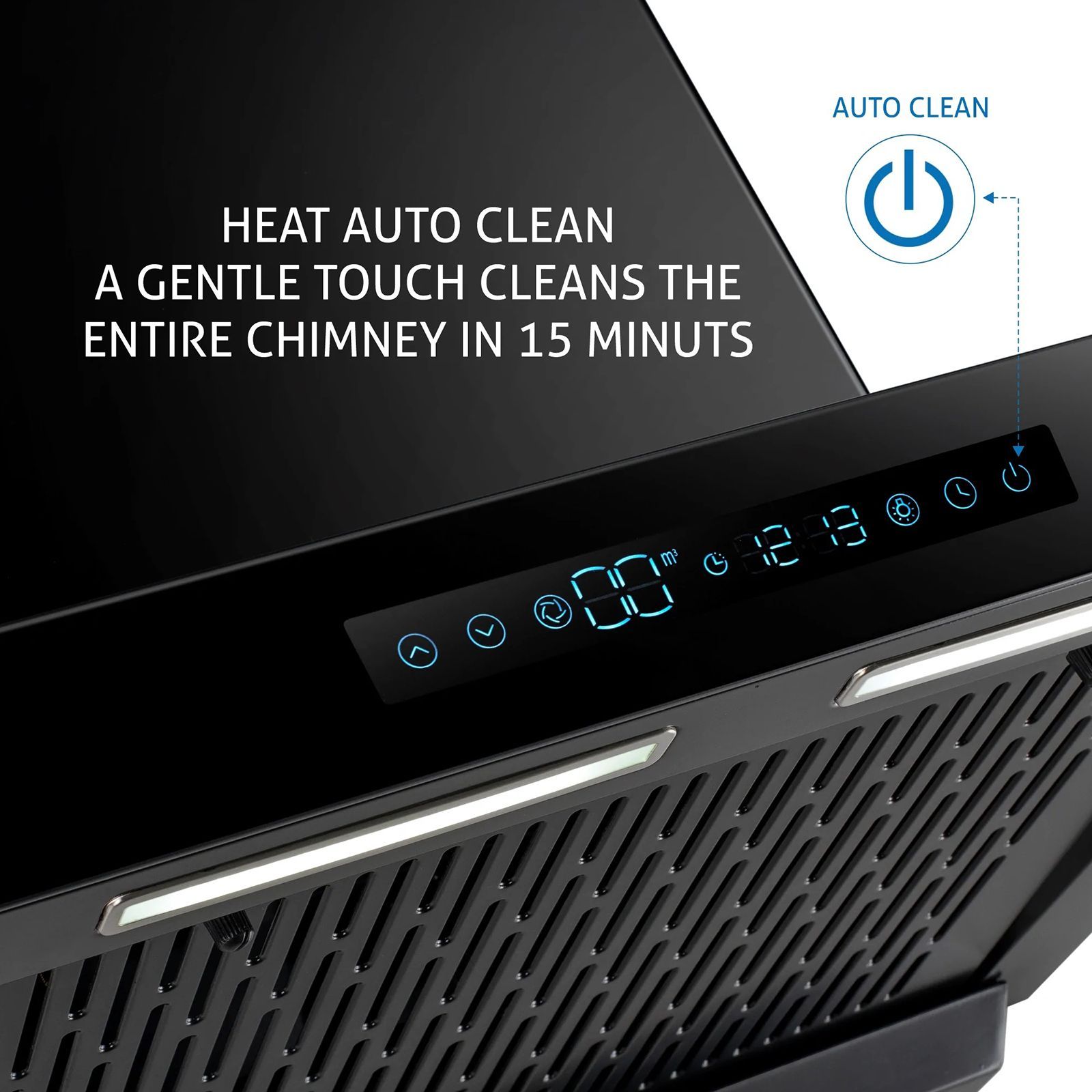 GLEN 6053 BL BLDC 90cm 1400m3/hr Ducted Auto Clean Wall Mounted Chimney with Touch Control Panel (Black)_14