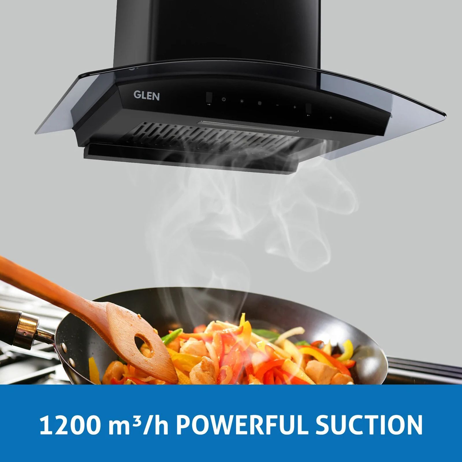 GLEN 6071 BL BLDC 60cm 1200m3/hr Ducted Auto Clean Wall Mounted Chimney with Touch Control Panel (Black)_7