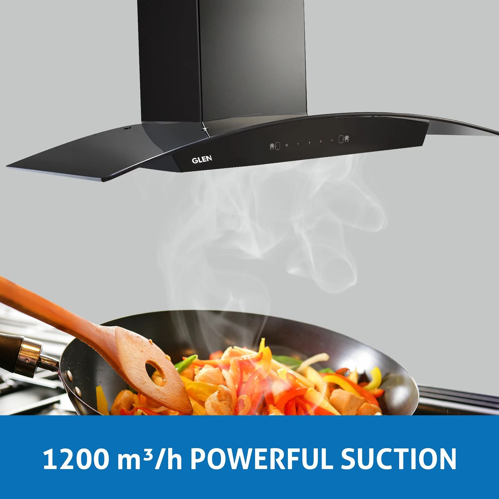 GLEN 6059 BL 90cm 1200m3/hr Ducted Auto Clean Wall Mounted Chimney with Touch Control Panel (Black)_11