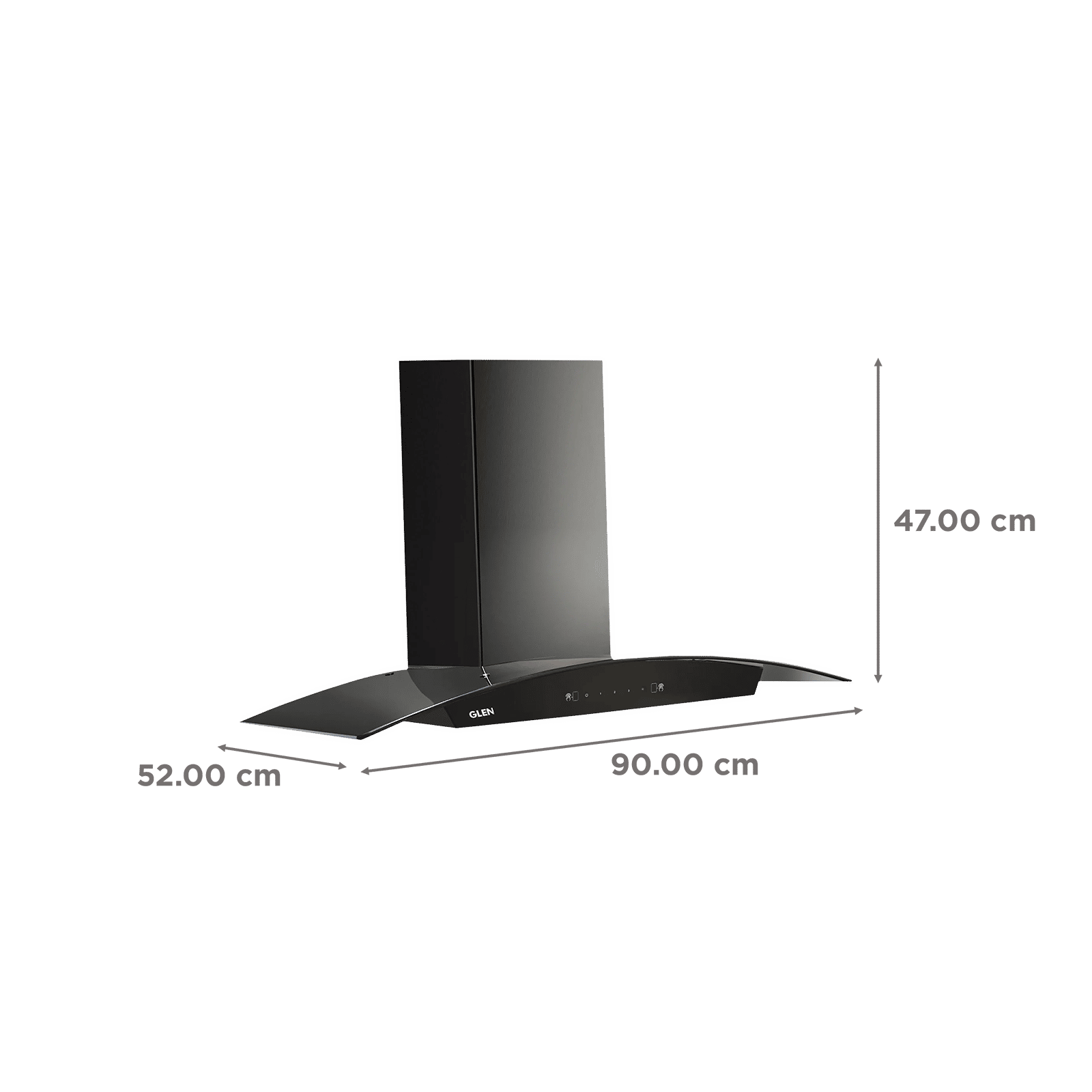 GLEN 6059 BL 90cm 1200m3/hr Ducted Auto Clean Wall Mounted Chimney with Touch Control Panel (Black)_2