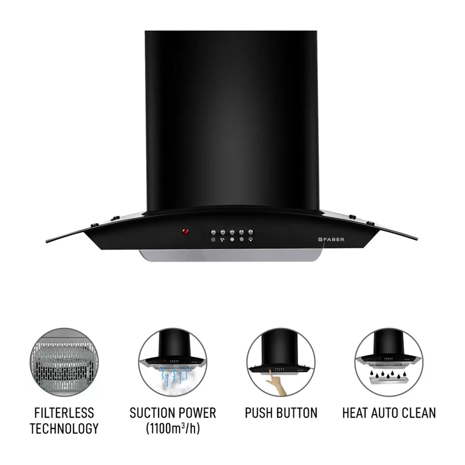 FABER ACE PRO HC PB BK 60cm 1100m3/hr Ducted Auto Clean Wall Mounted Chimney with Push Button Control (Black)_8