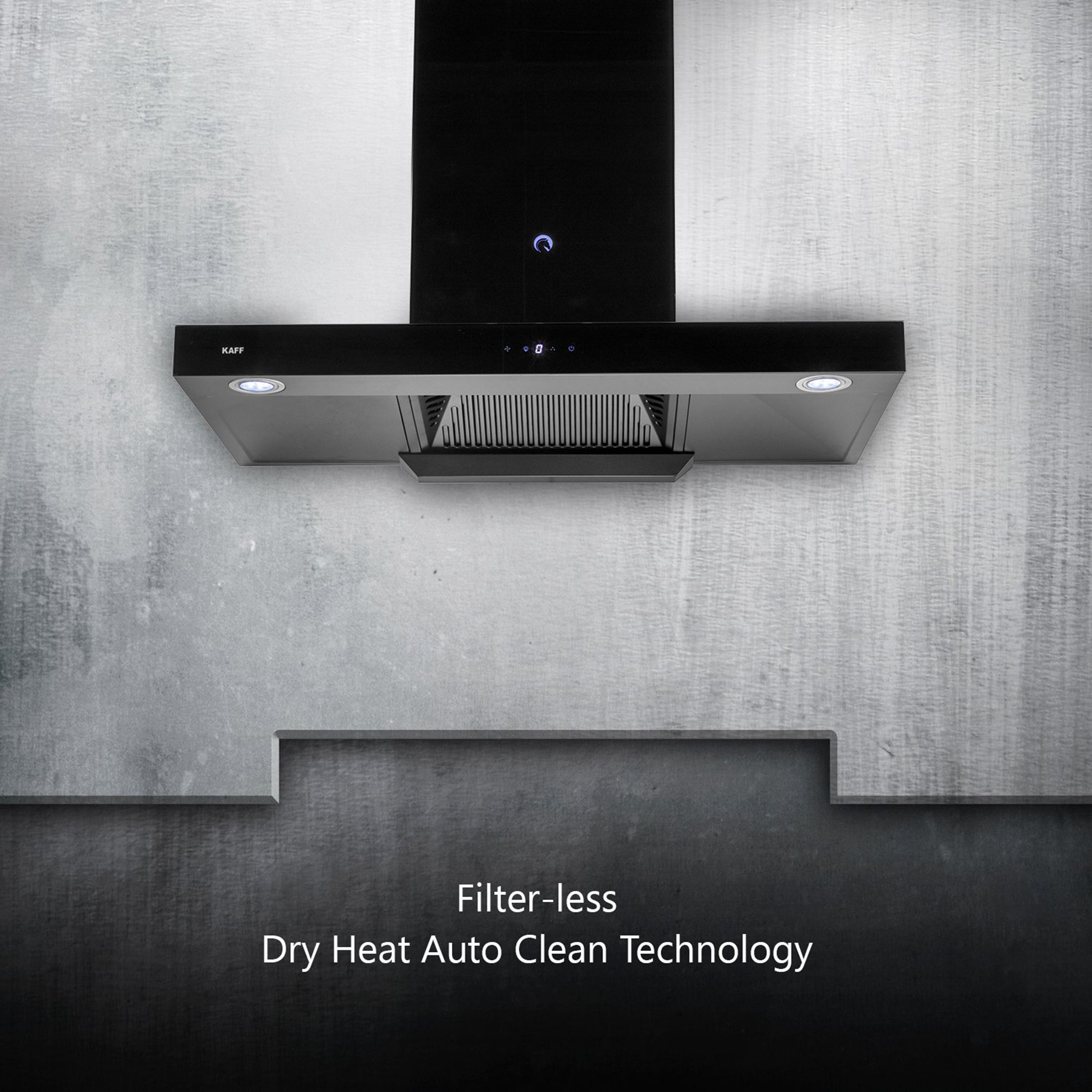 KAFF ELECTRA DHC BL 90cm 1180m3/hr Ducted Auto Clean Wall Mounted Chimney with Touch Control Panel (Black)_9