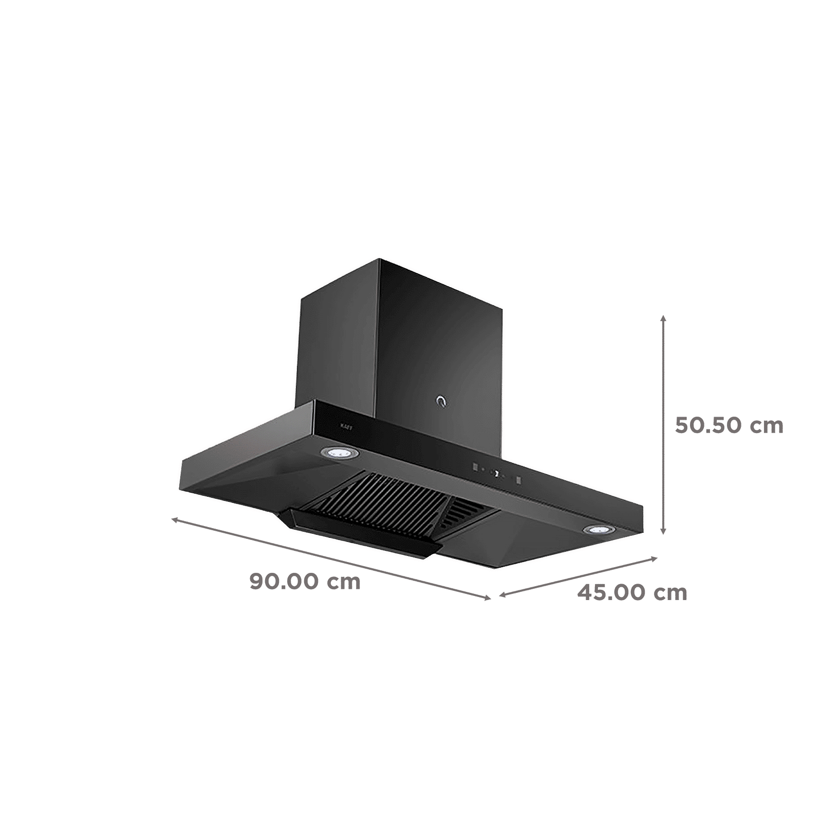 KAFF ELECTRA DHC BL 90cm 1180m3/hr Ducted Auto Clean Wall Mounted Chimney with Touch Control Panel (Black)_2