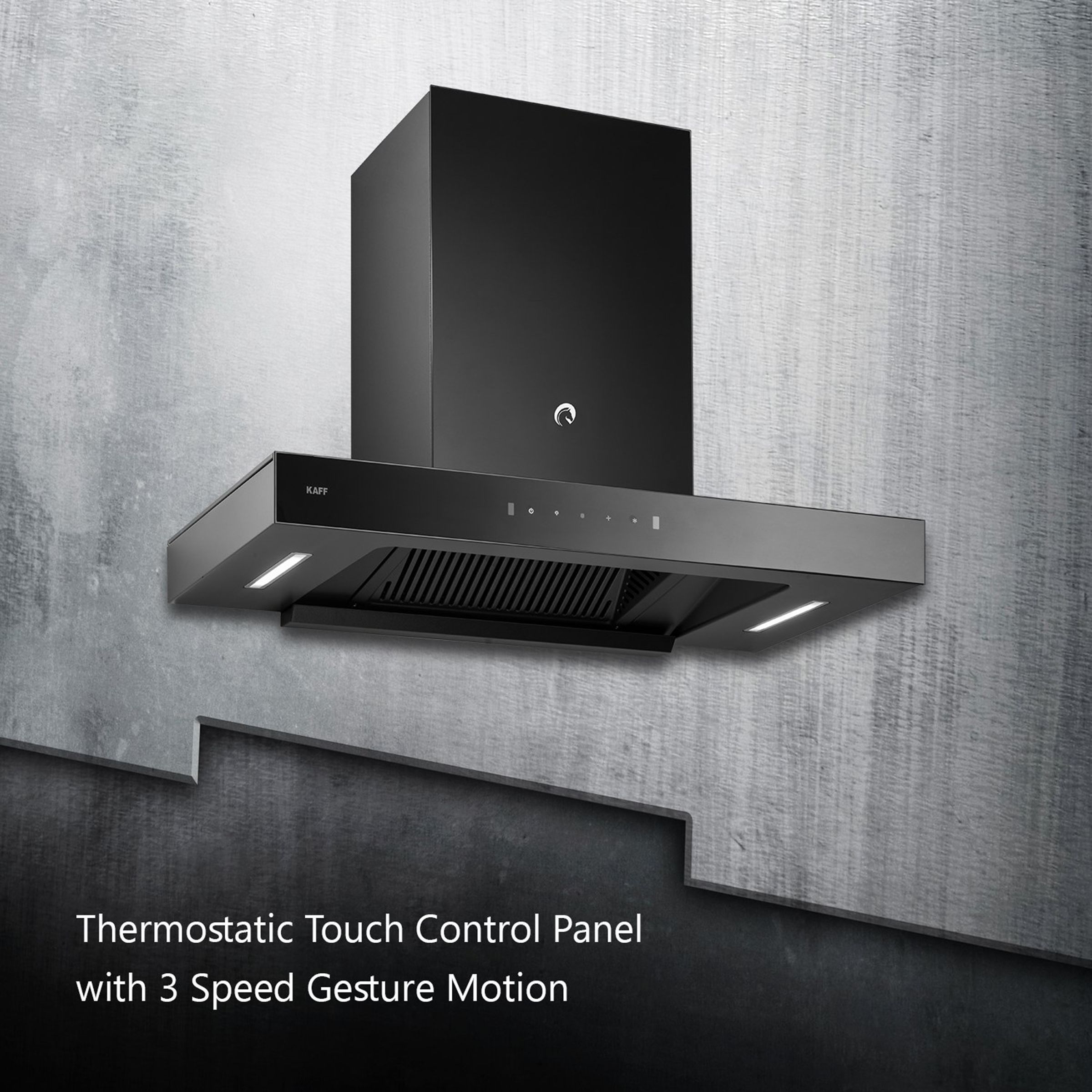 KAFF CASTO DX DHC 75cm 1250m3/hr Ducted Auto Clean Wall Mounted Chimney with Thermostatic Touch Control Panel (Black)_10