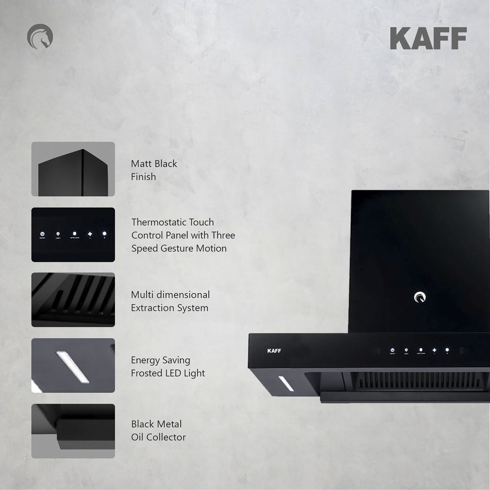 KAFF CASTO DX DHC 75cm 1250m3/hr Ducted Auto Clean Wall Mounted Chimney with Thermostatic Touch Control Panel (Black)_12