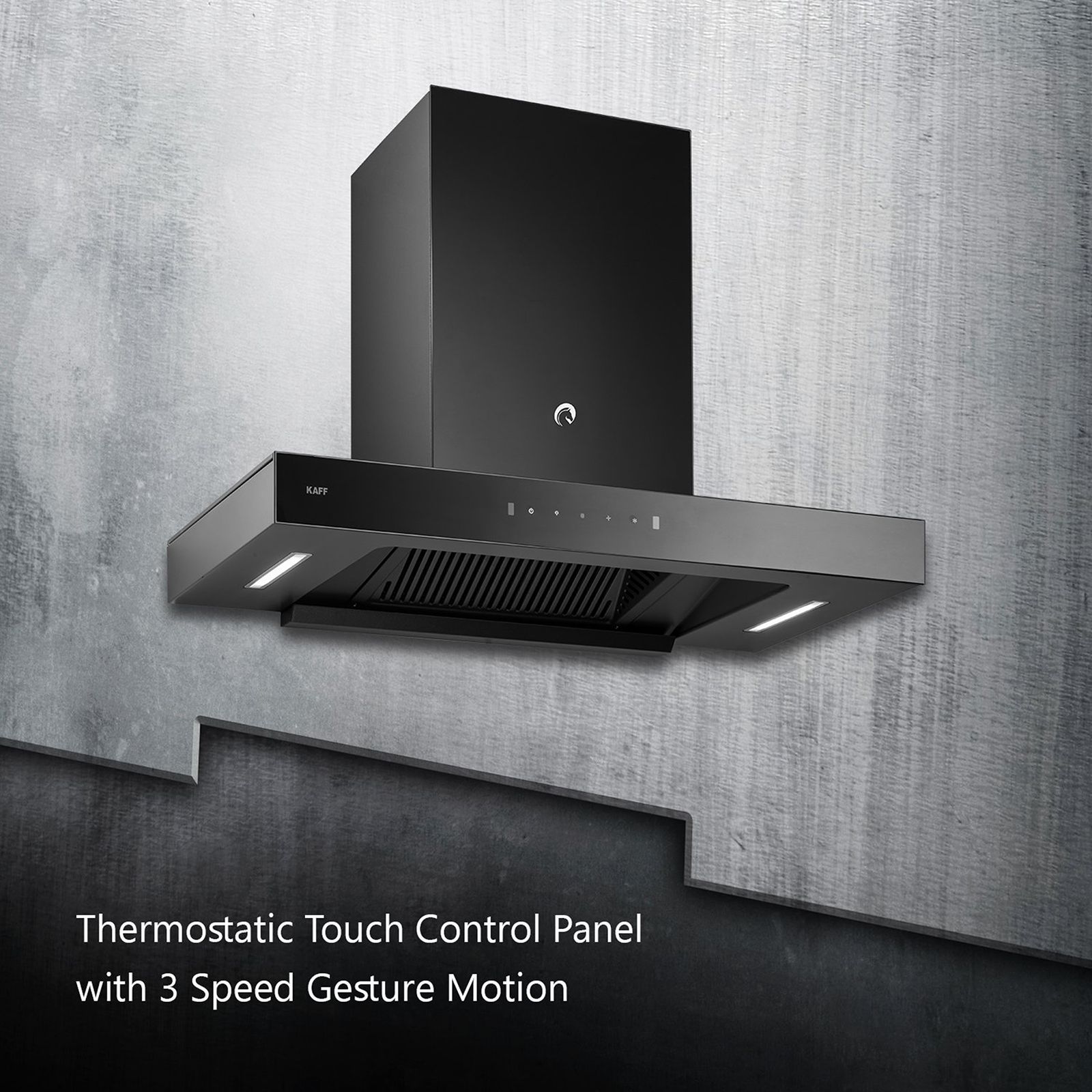 KAFF CASTO DX DHC 75cm 1250m3/hr Ducted Auto Clean Wall Mounted Chimney with Thermostatic Touch Control Panel (Black)_15