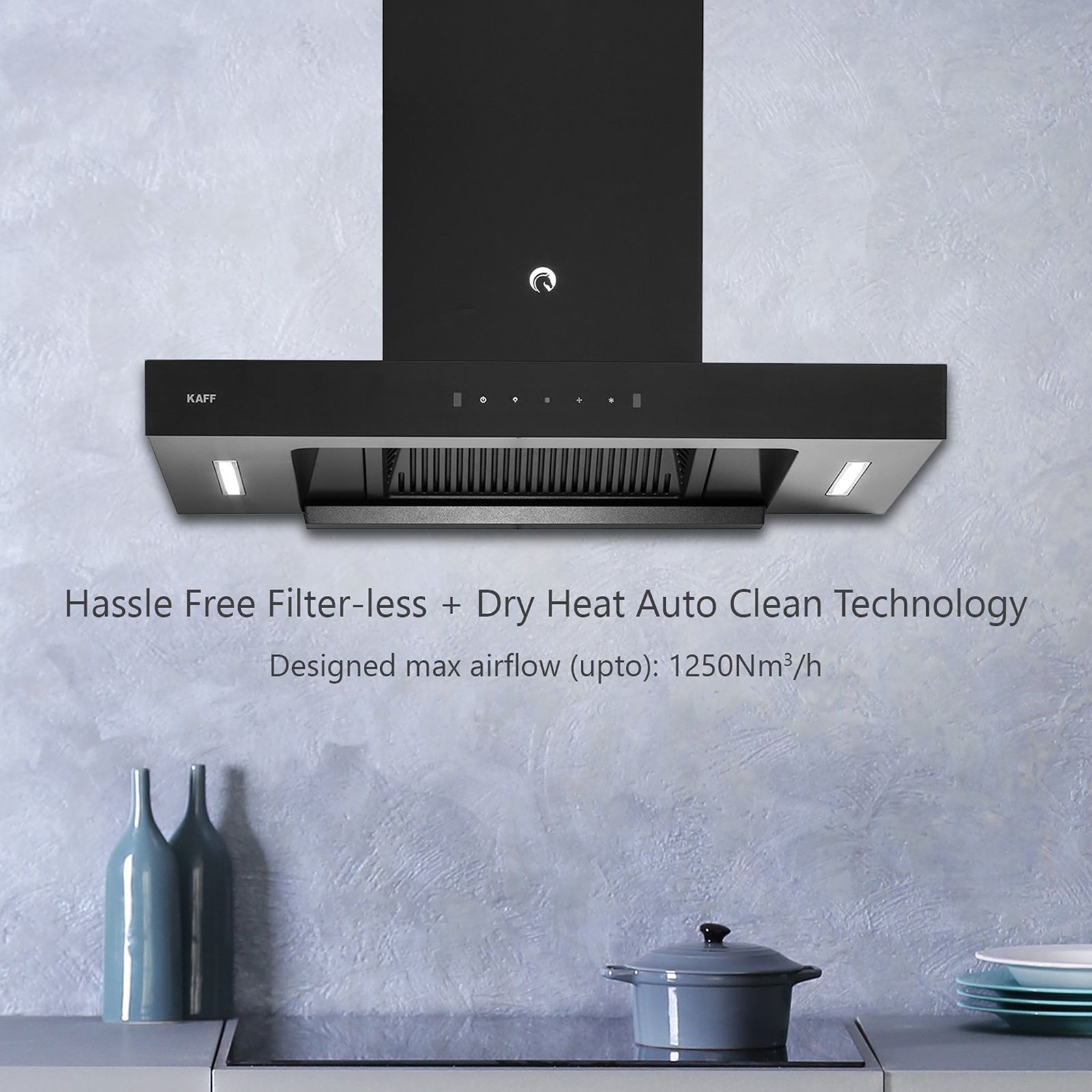 KAFF CASTO DX DHC 75cm 1250m3/hr Ducted Auto Clean Wall Mounted Chimney with Thermostatic Touch Control Panel (Black)_16