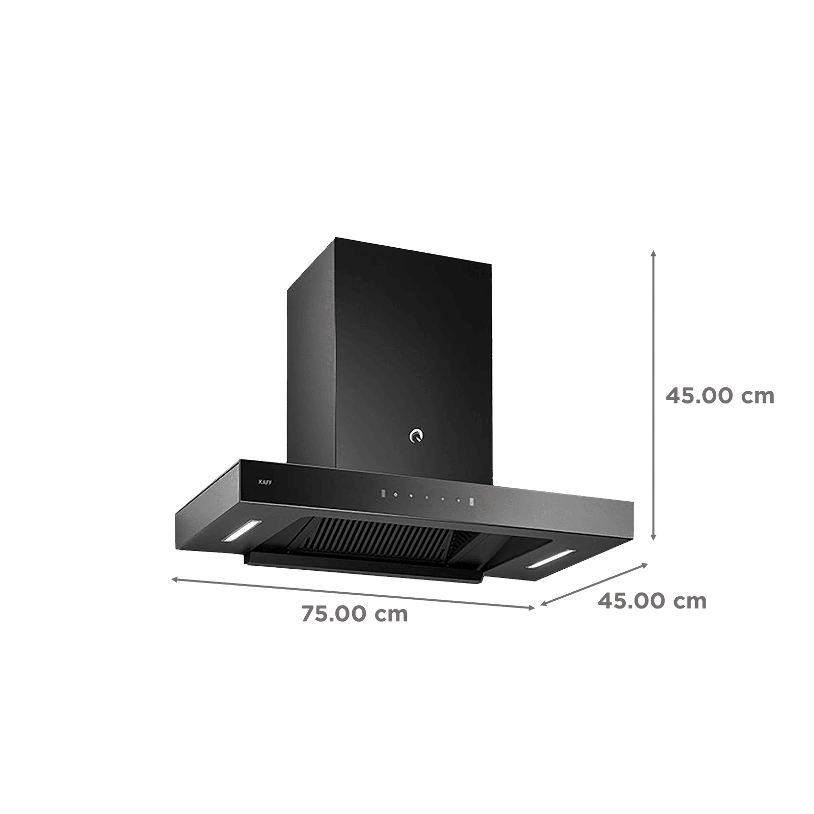 KAFF CASTO DX DHC 75cm 1250m3/hr Ducted Auto Clean Wall Mounted Chimney with Thermostatic Touch Control Panel (Black)_2