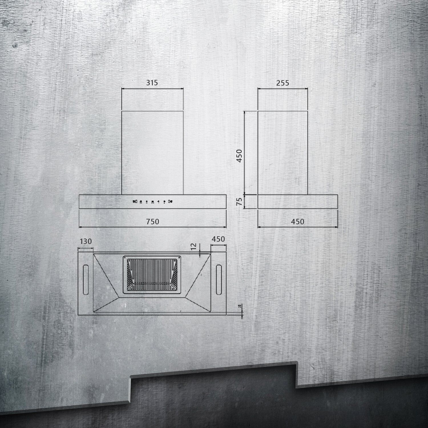 KAFF CASTO DX DHC 75cm 1250m3/hr Ducted Auto Clean Wall Mounted Chimney with Thermostatic Touch Control Panel (Black)_7