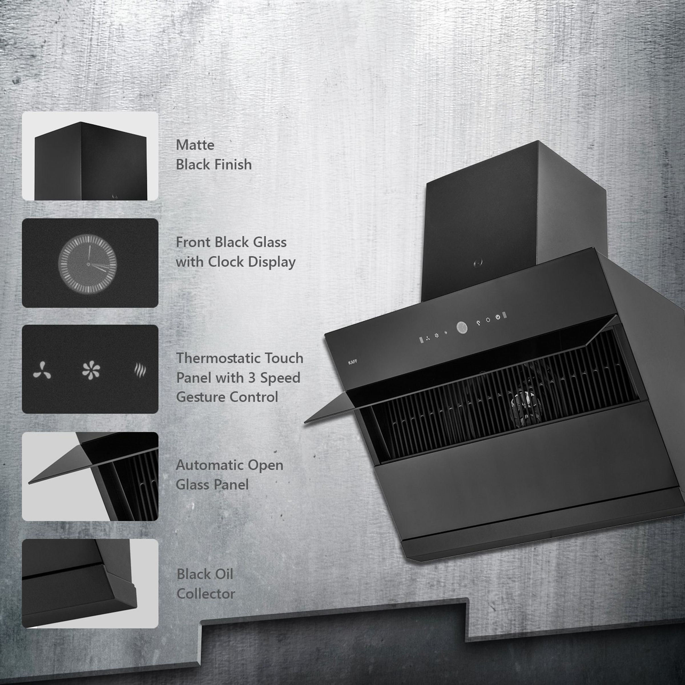 KAFF ALBURY LX DHC 75cm 1280m3/hr Ducted Wall Mounted Chimney with Touch Control Panel (Black)_8