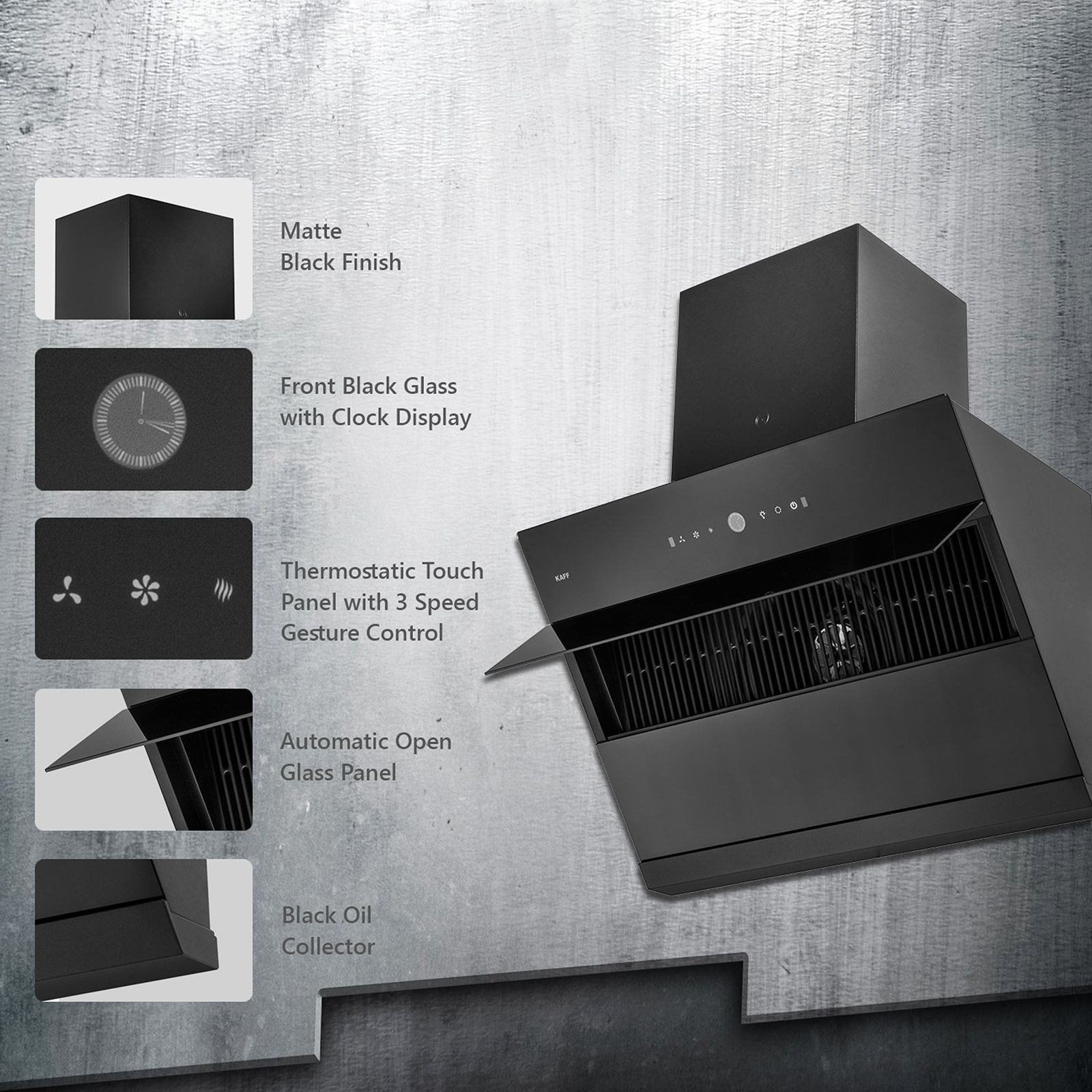 KAFF ALBURY LX DHC 75cm 1280m3/hr Ducted Wall Mounted Chimney with Touch Control Panel (Black)_13