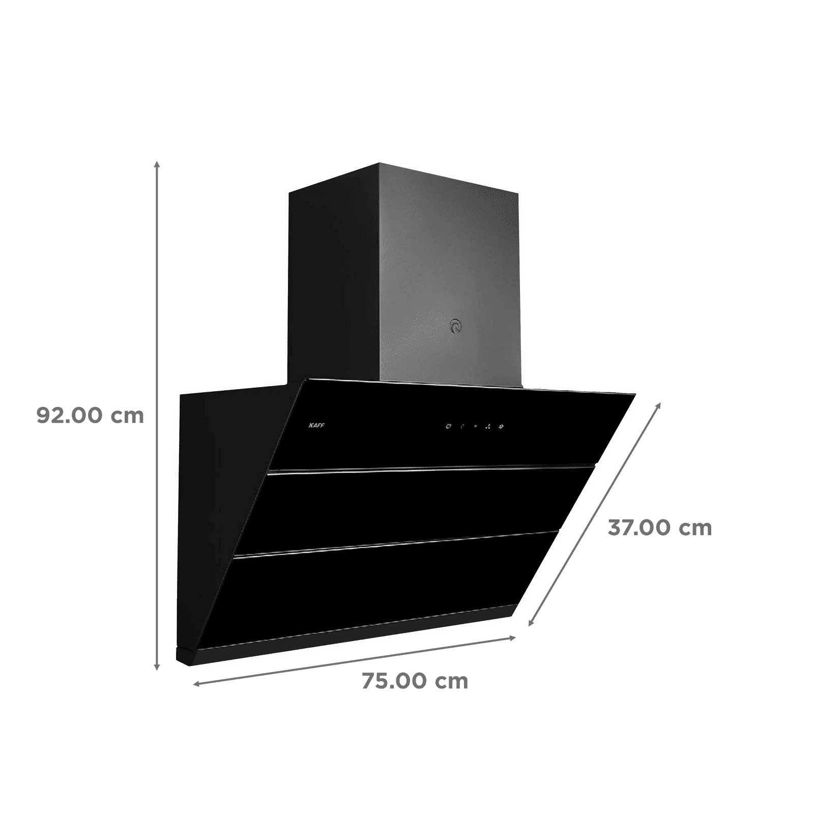 KAFF ALBURY LX DHC 75cm 1280m3/hr Ducted Wall Mounted Chimney with Touch Control Panel (Black)_2
