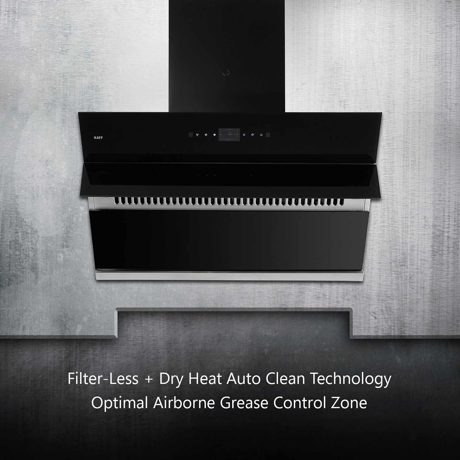 KAFF ALBURY DHC 90cm 1420m3/hr Ducted Auto Clean Wall Mounted Chimney with Touch Control Panel (Black)_9