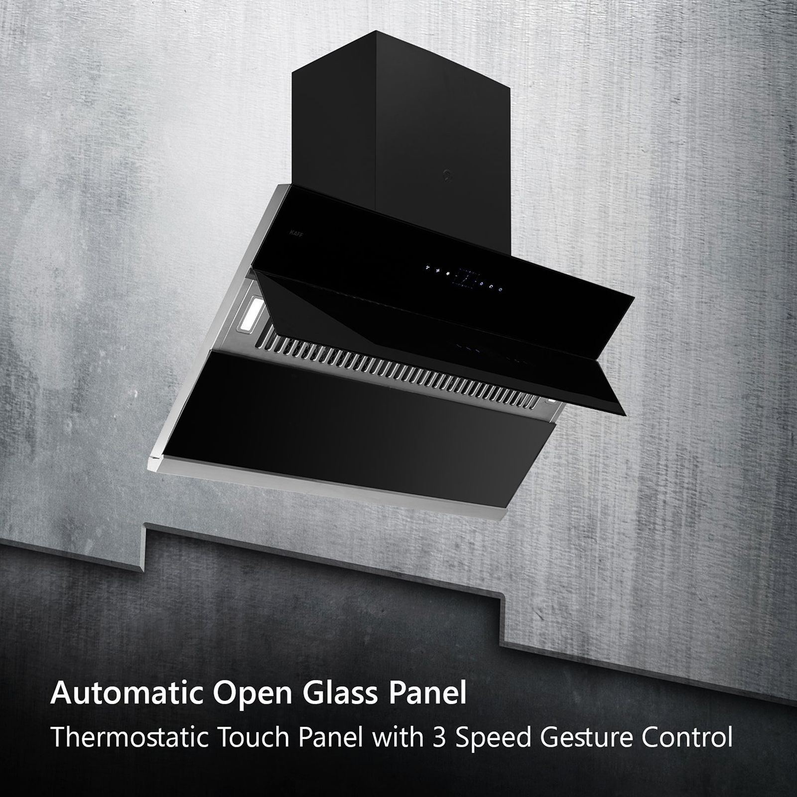 KAFF ALBURY DHC 90cm 1420m3/hr Ducted Auto Clean Wall Mounted Chimney with Touch Control Panel (Black)_12