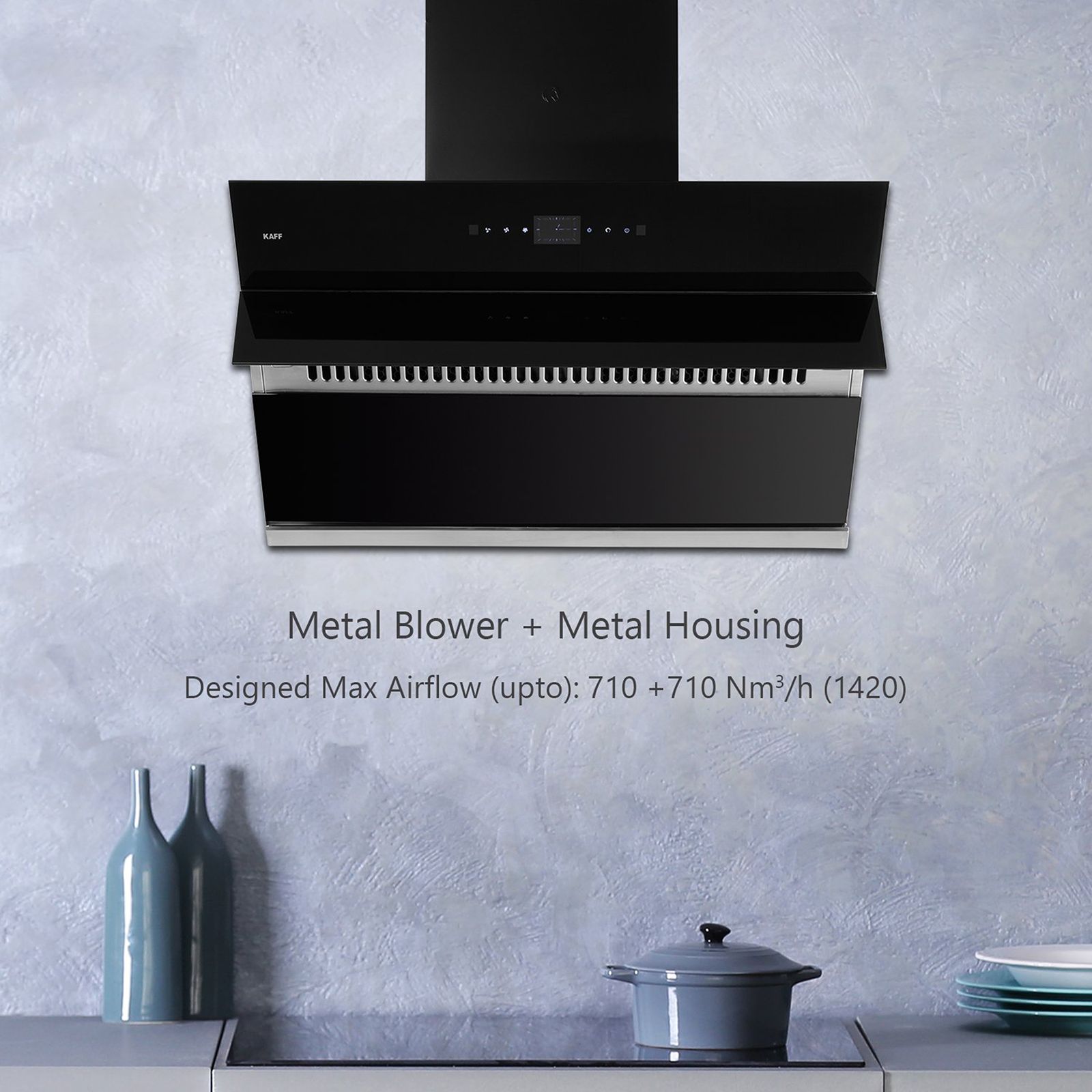 KAFF ALBURY DHC 90cm 1420m3/hr Ducted Auto Clean Wall Mounted Chimney with Touch Control Panel (Black)_13