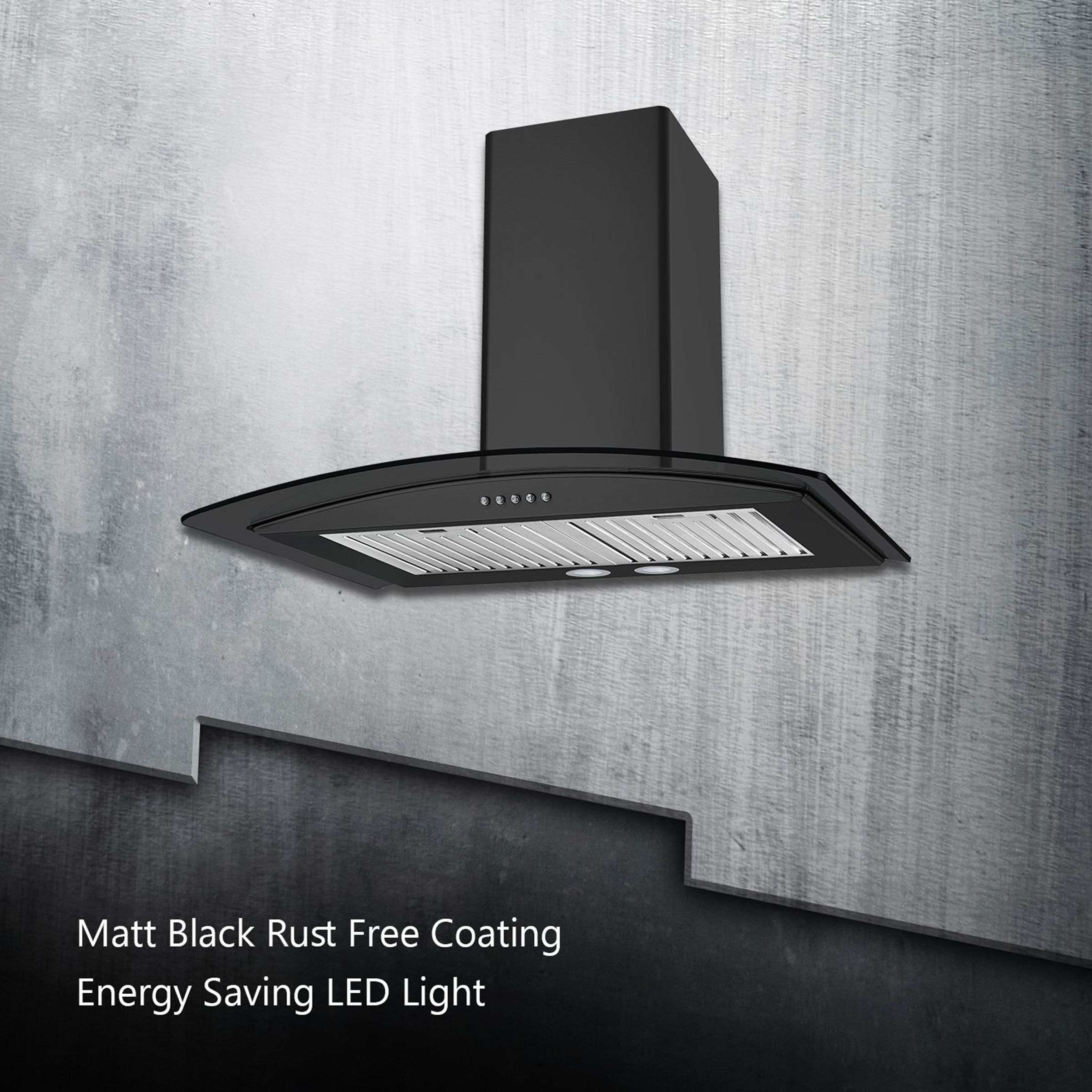 KAFF FLO LX BF 60cm 1000m3/hr Ducted Wall Mounted Chimney with Soft Push Button Control (Black) KAFF FLO LX BF 60cm 1000m3/hr Ducted Wall Mounted Chimney with Soft Push Button Control (Black)_6