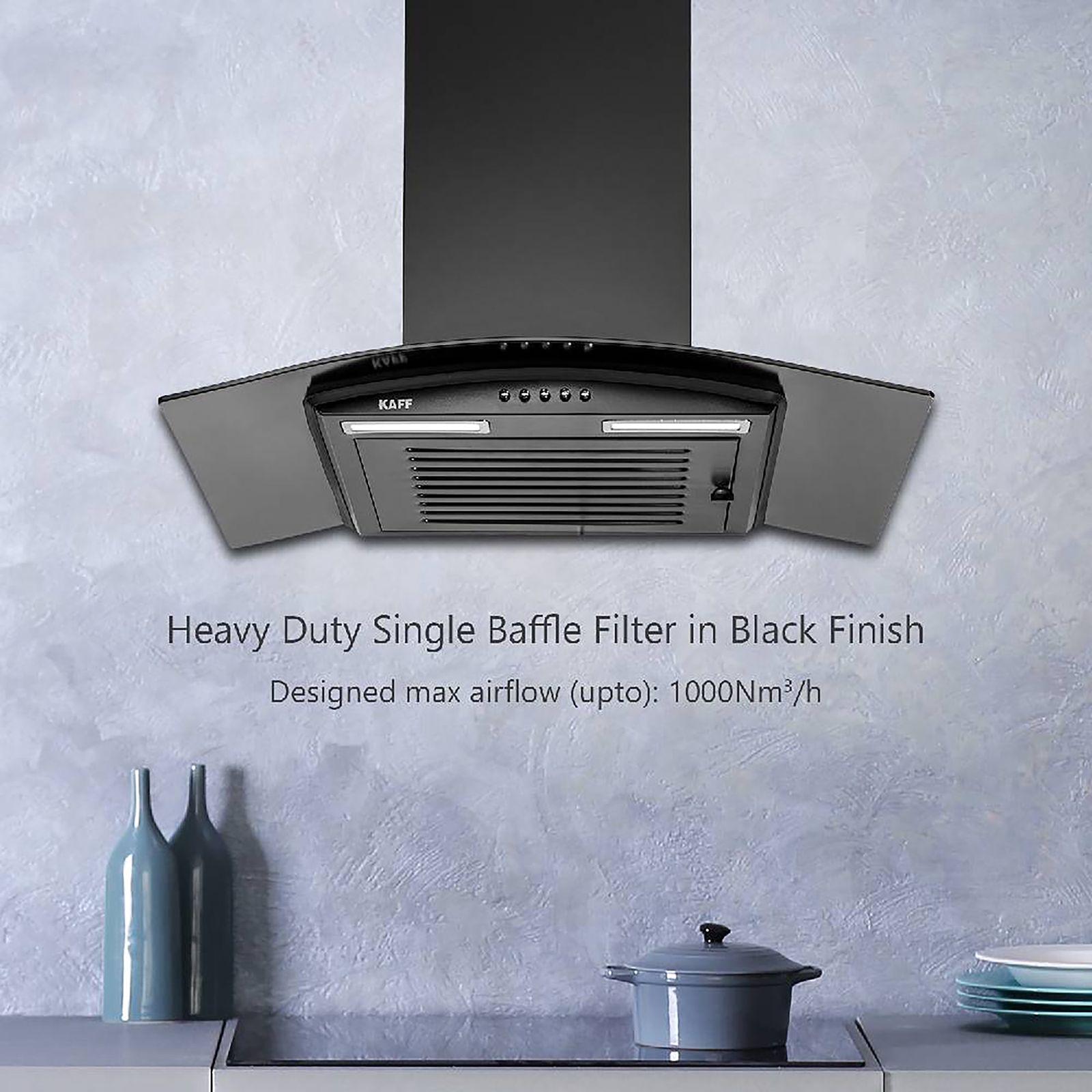 KAFF MAX BF 60cm 1000m3/hr Ducted Auto Clean Wall Mounted Chimney with Soft Push Control (Black) KAFF MAX BF 60cm 1000m3/hr Ducted Auto Clean Wall Mounted Chimney with Soft Push Control (Black)_9