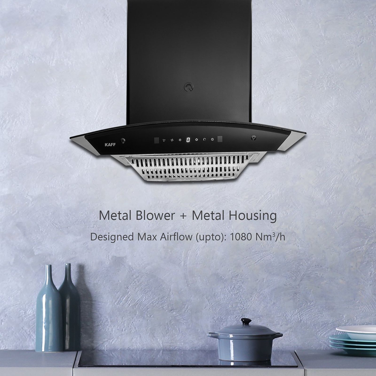 KAFF TANNIC DHC 60cm 1080m3/hr Ducted Auto Clean Wall Mounted Chimney with Touch Control Panel (Black)_11