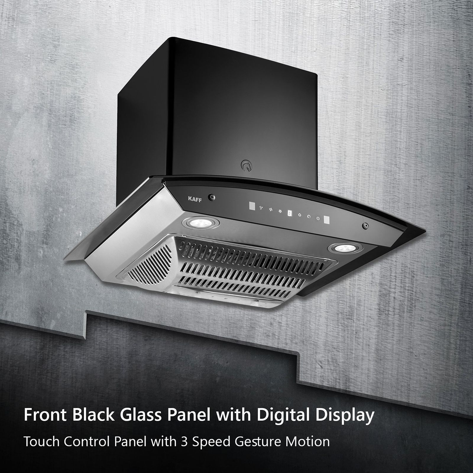 KAFF TANNIC DHC 60cm 1080m3/hr Ducted Auto Clean Wall Mounted Chimney with Touch Control Panel (Black)_13