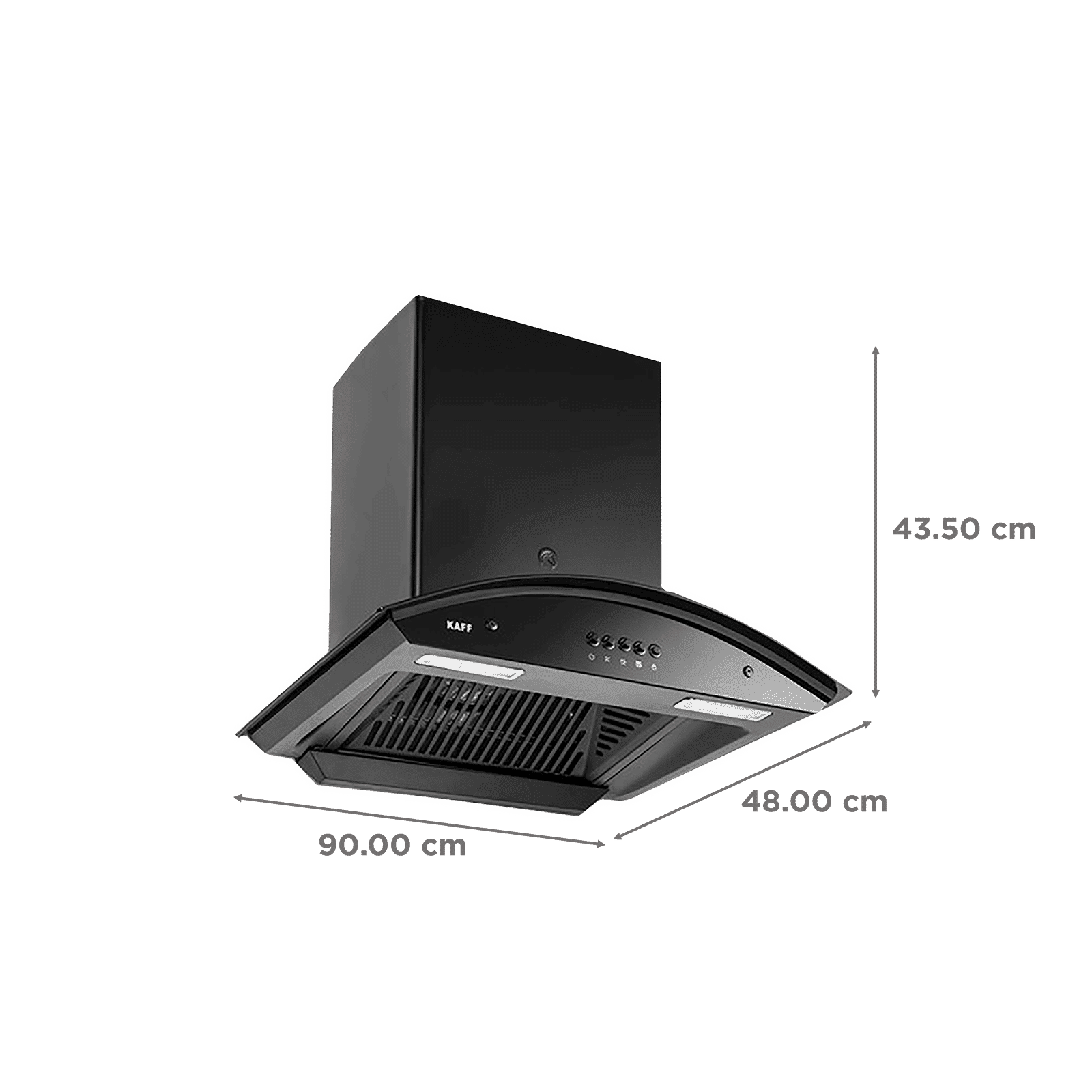 KAFF MARINA DHC 90cm 1080m3/hr Ducted Auto Clean Wall Mounted Chimney with Soft Push Control (Black)_2