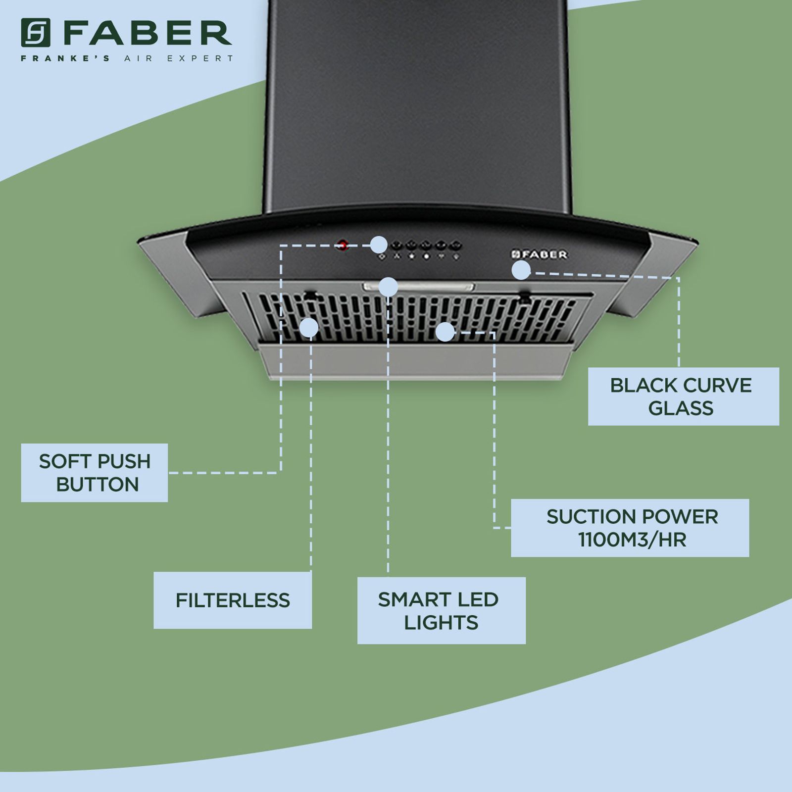 FABER ALPHA HC PB BK 60cm 1100m3/hr Ducted Auto Clean Wall Mounted Chimney with Soft Push Button (Black)_8