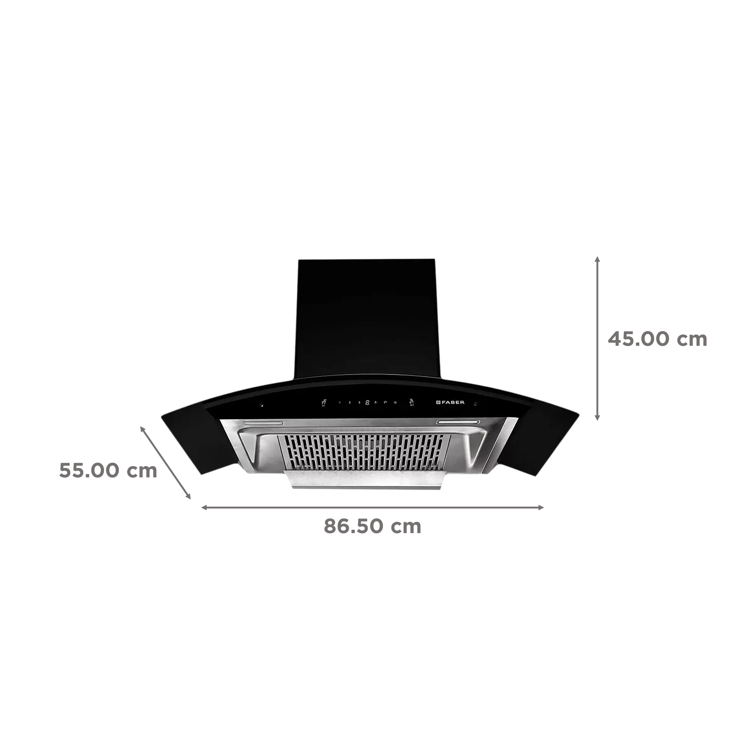 FABER EVEREST SMART IND HC SC BK 90cm 1250m3/hr Ducted Auto Clean Wall Mounted Chimney with Touch Control Panel (Black)_2