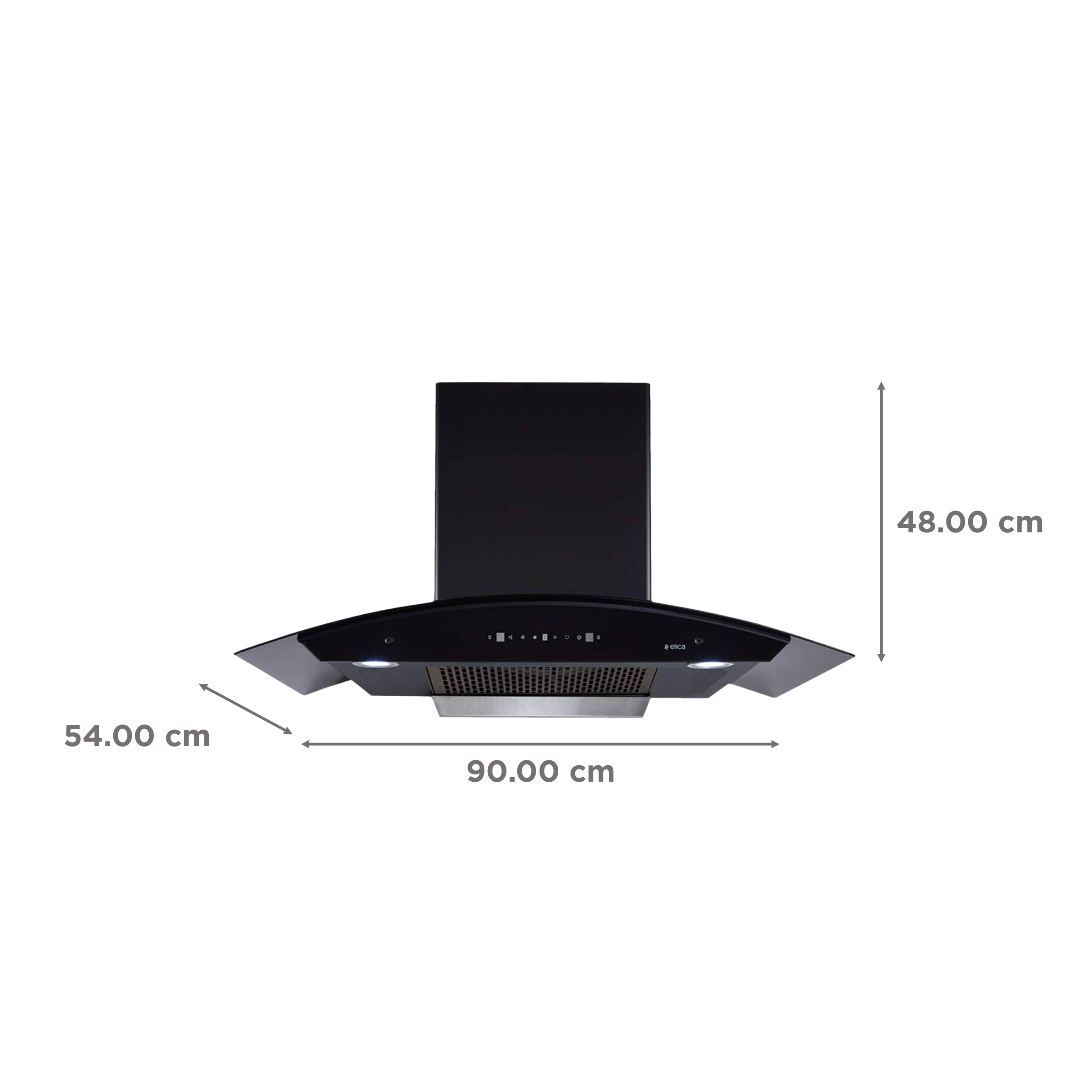 elica FLCG 900 HAC LTW MS NERO 90cm 1350m3/hr Ducted Auto Clean Wall Mounted Chimney with Touch Control Panel (Black)_2