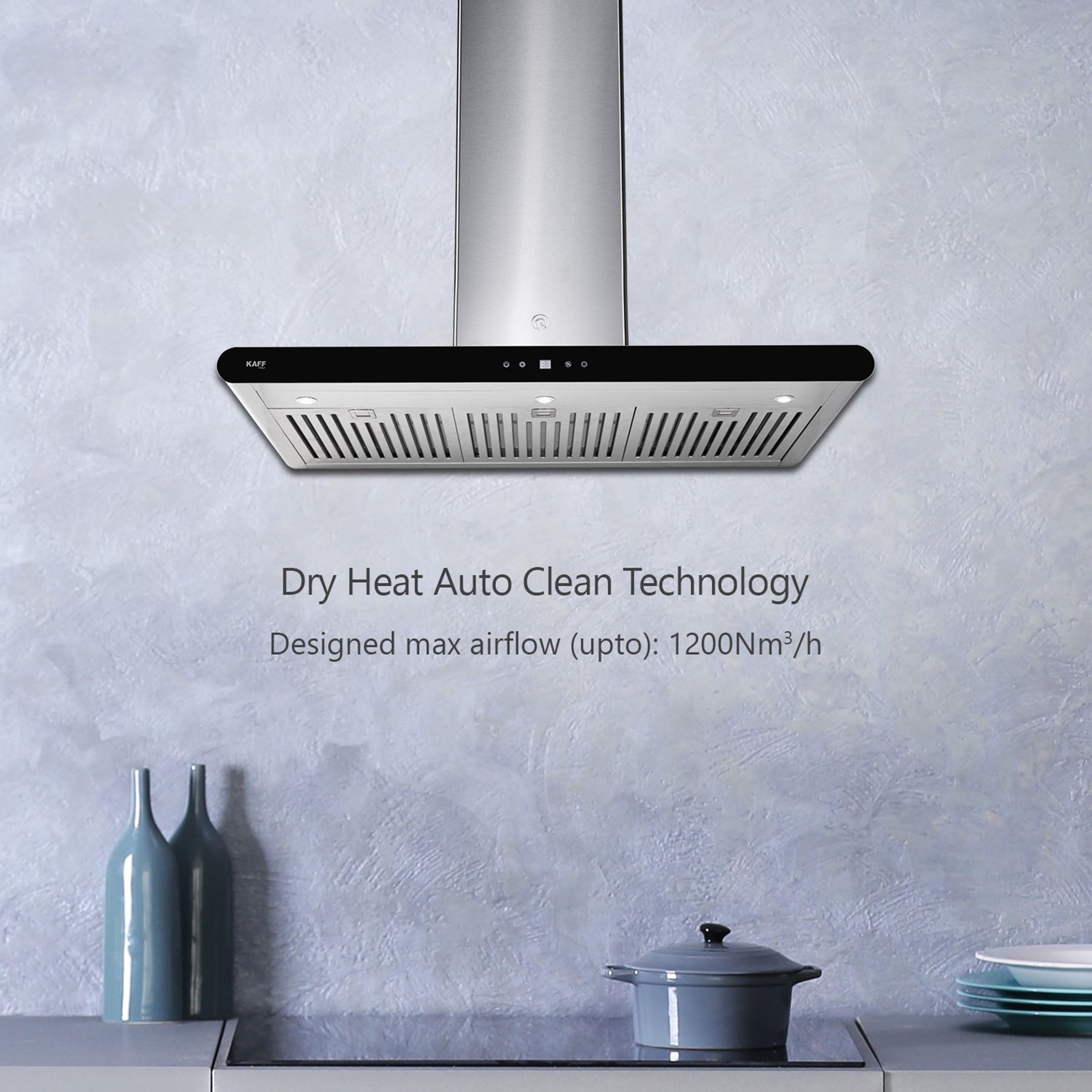 KAFF CANARY DHC BF 90cm 1200m3/hr Ducted Auto Clean Wall Mounted Chimney with Touch Control Panel (Steel)_9