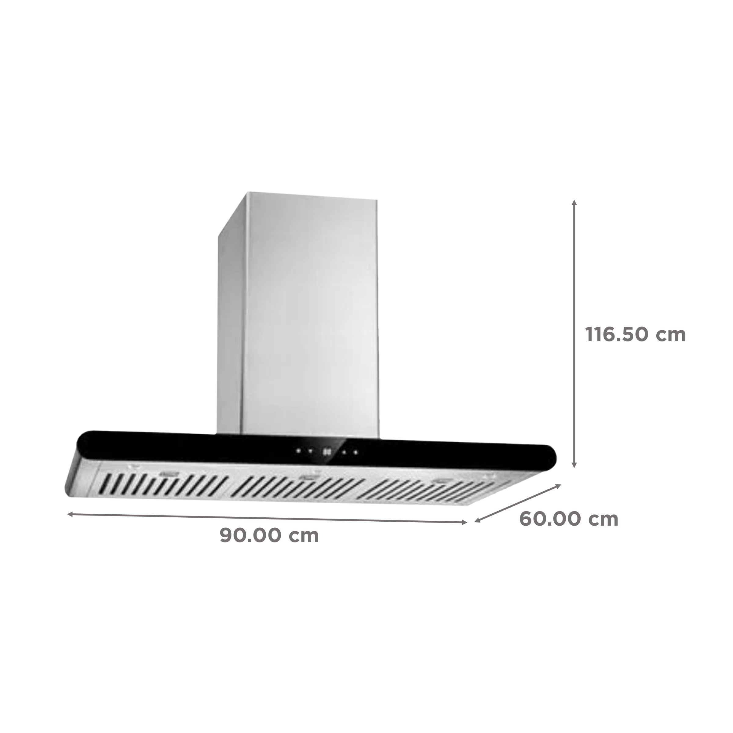 KAFF CANARY DHC BF 90cm 1200m3/hr Ducted Auto Clean Wall Mounted Chimney with Touch Control Panel (Steel)_2