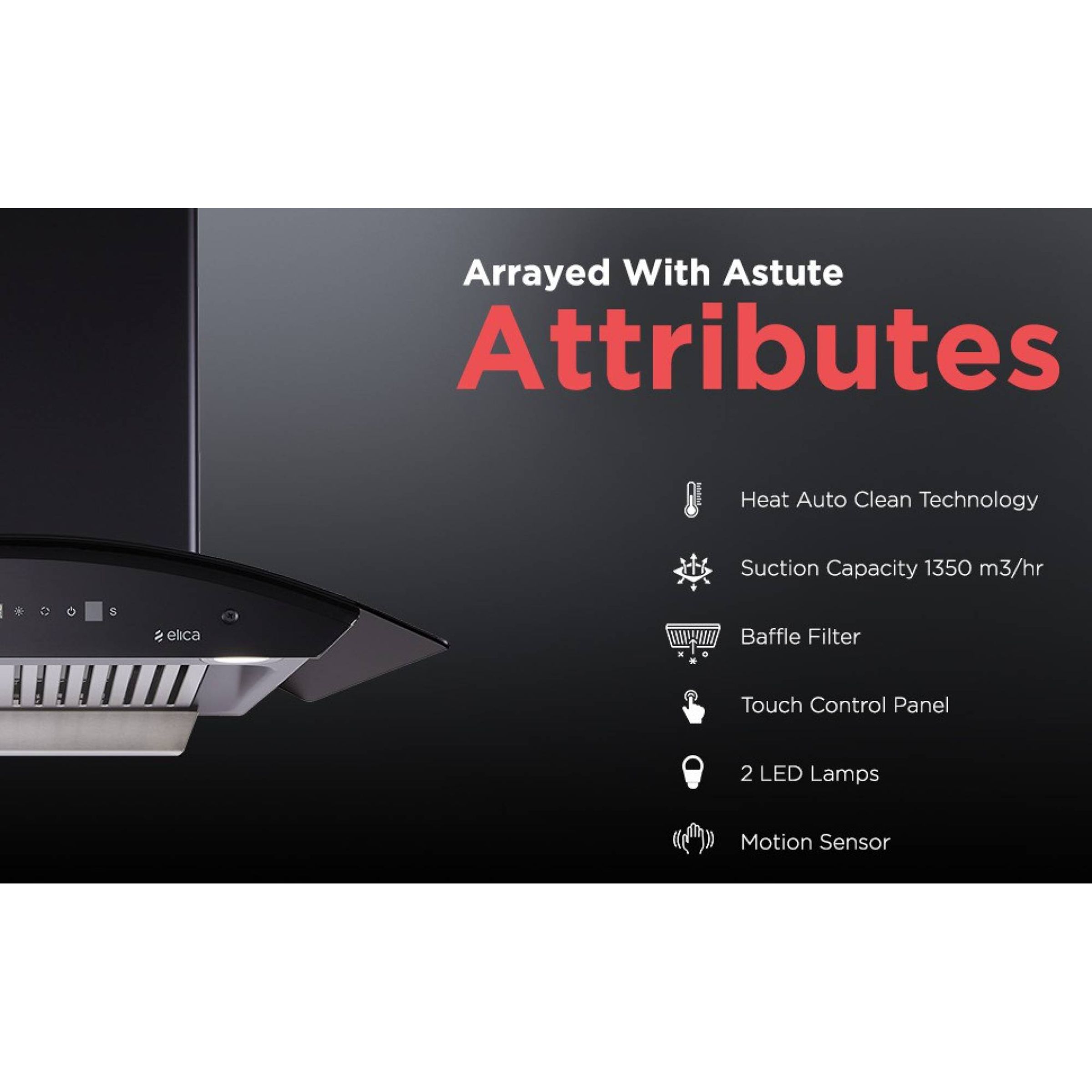 elica BFCG PLUS 900 HAC LTW MS NERO 90cm 1500m3/hr Ducted Auto Clean Wall Mounted Chimney with Motion Sensor (Black)_6