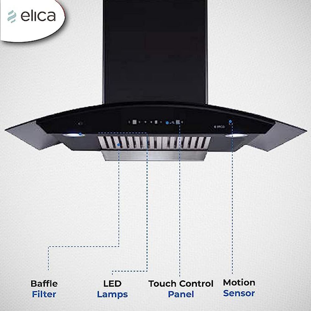 elica BFCG PLUS 900 HAC LTW MS NERO 90cm 1500m3/hr Ducted Auto Clean Wall Mounted Chimney with Motion Sensor (Black)_8