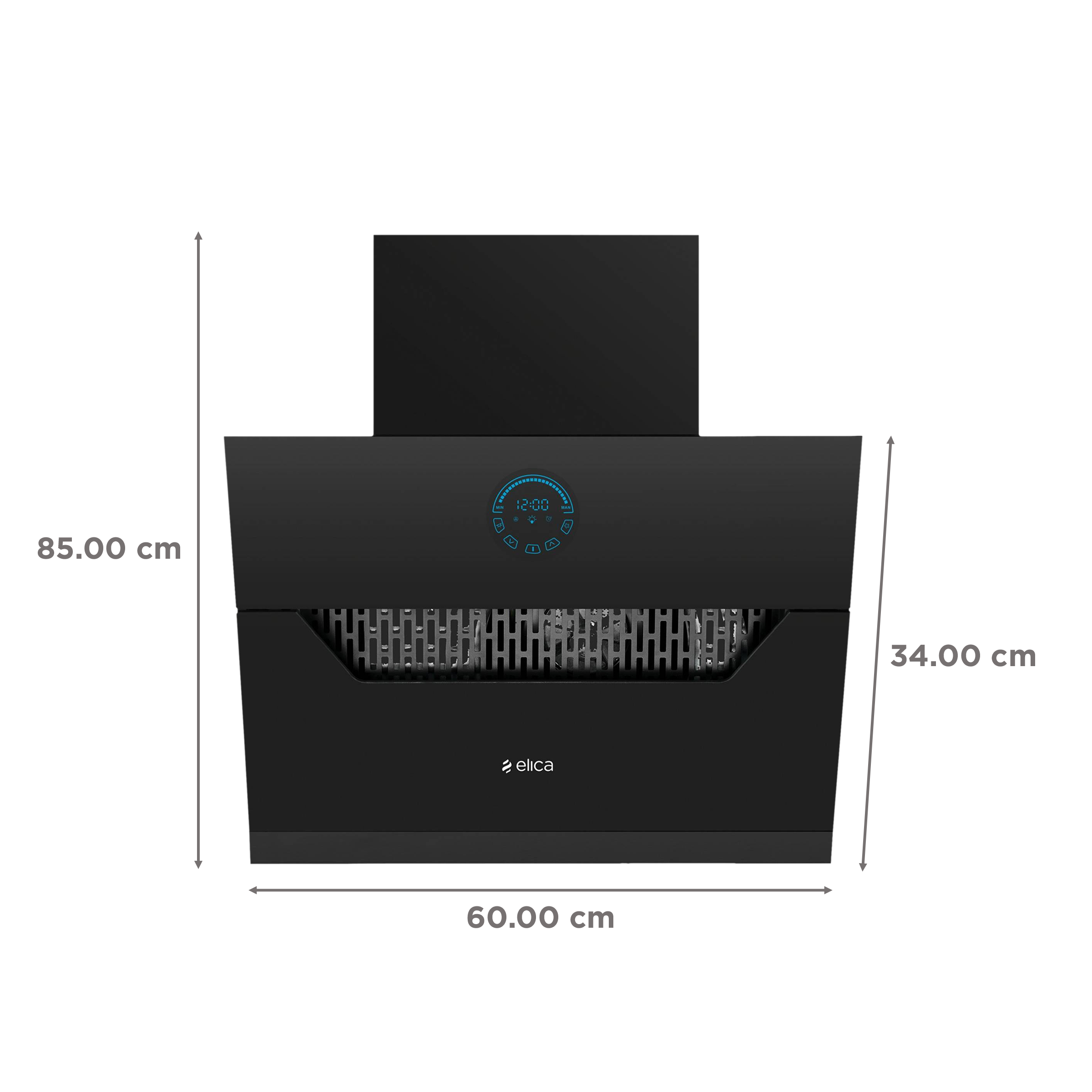 elica EFL 107 HAC LTW VMS 60 60cm 1350m3/hr Ducted Auto Clean Wall Mounted Chimney with Touch Control Panel (Black)_2