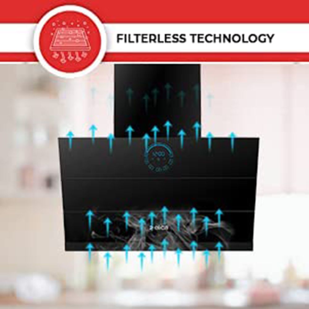elica EFL 108 HAC LTW VMS 60 60cm 1350m3/hr Ducted Auto Clean Wall Mounted Chimney with Touch Control Panel (Black)_7