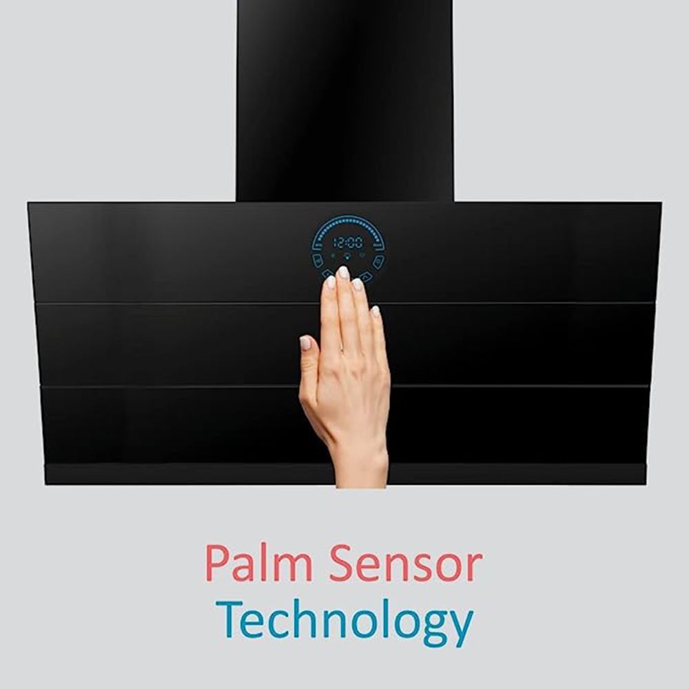 elica EFL 108 HAC LTW VMS 90 90cm 1350m3/hr Ducted Auto Clean Wall Mounted Chimney with Touch Control Panel (Black)_5