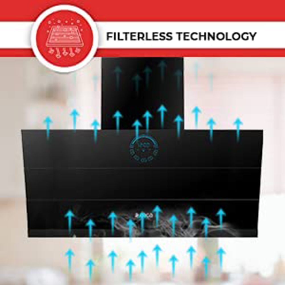elica EFL 108 HAC LTW VMS 90 90cm 1350m3/hr Ducted Auto Clean Wall Mounted Chimney with Touch Control Panel (Black)_6