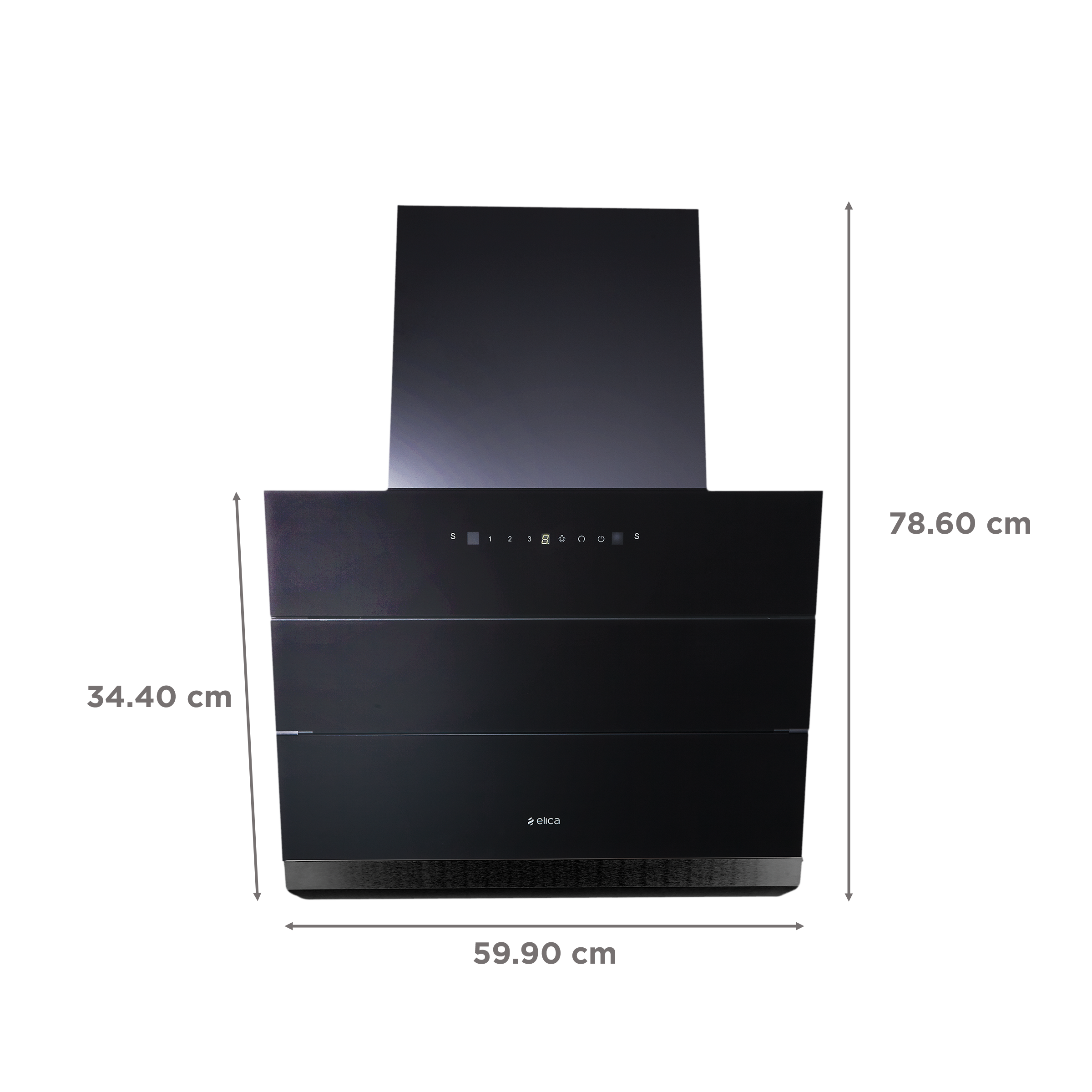 elica EFL S 601 ULTRA HAC LTW VMS 60cm 1500m3/hr Ducted Wall Mounted Chimney with LED Lamp (Black)_2