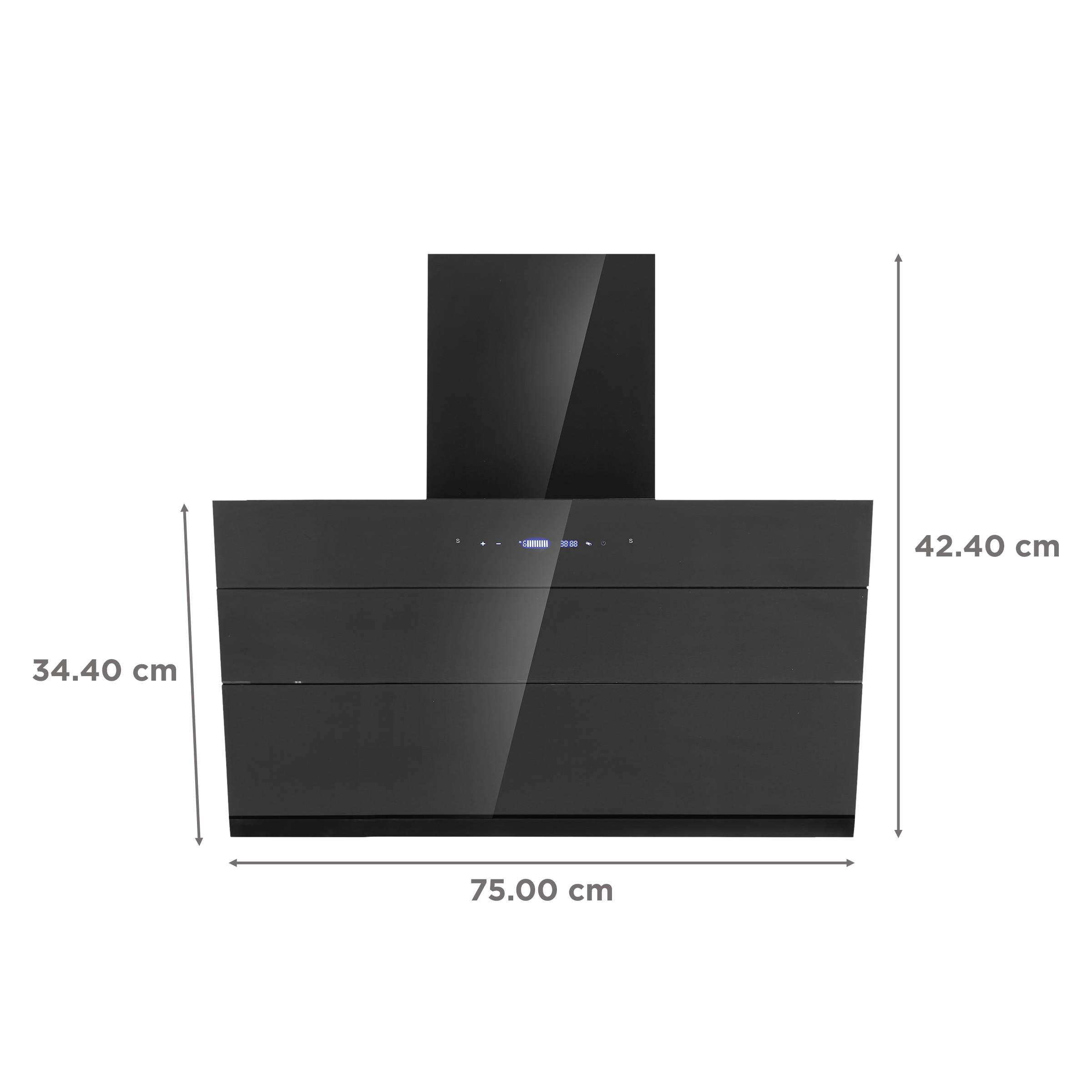 elica EFL S 751 BLDC HAC LTW VMS 75cm 1400m3/hr Ducted Auto Clean Wall Mounted Chimney with Touch Control Panel (Black)_2